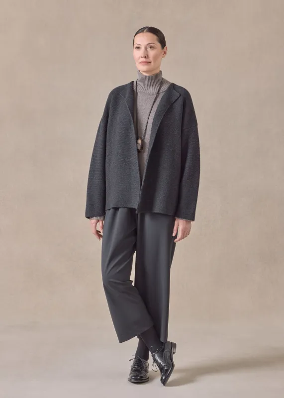 cashmere small jacket coat cardigan- short (coal) sold by eskandar