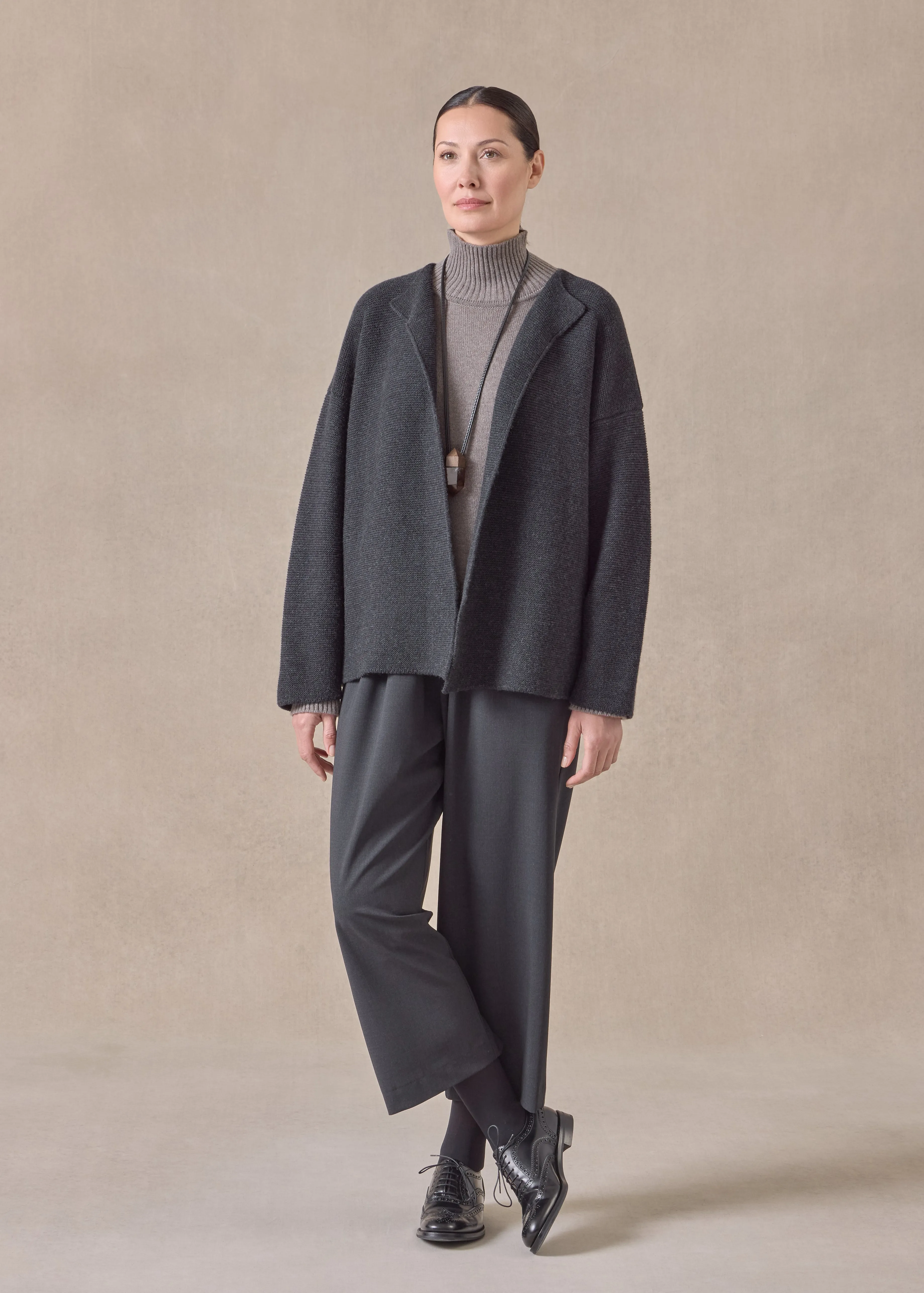 cashmere small jacket coat cardigan- short (coal) sold by eskandar