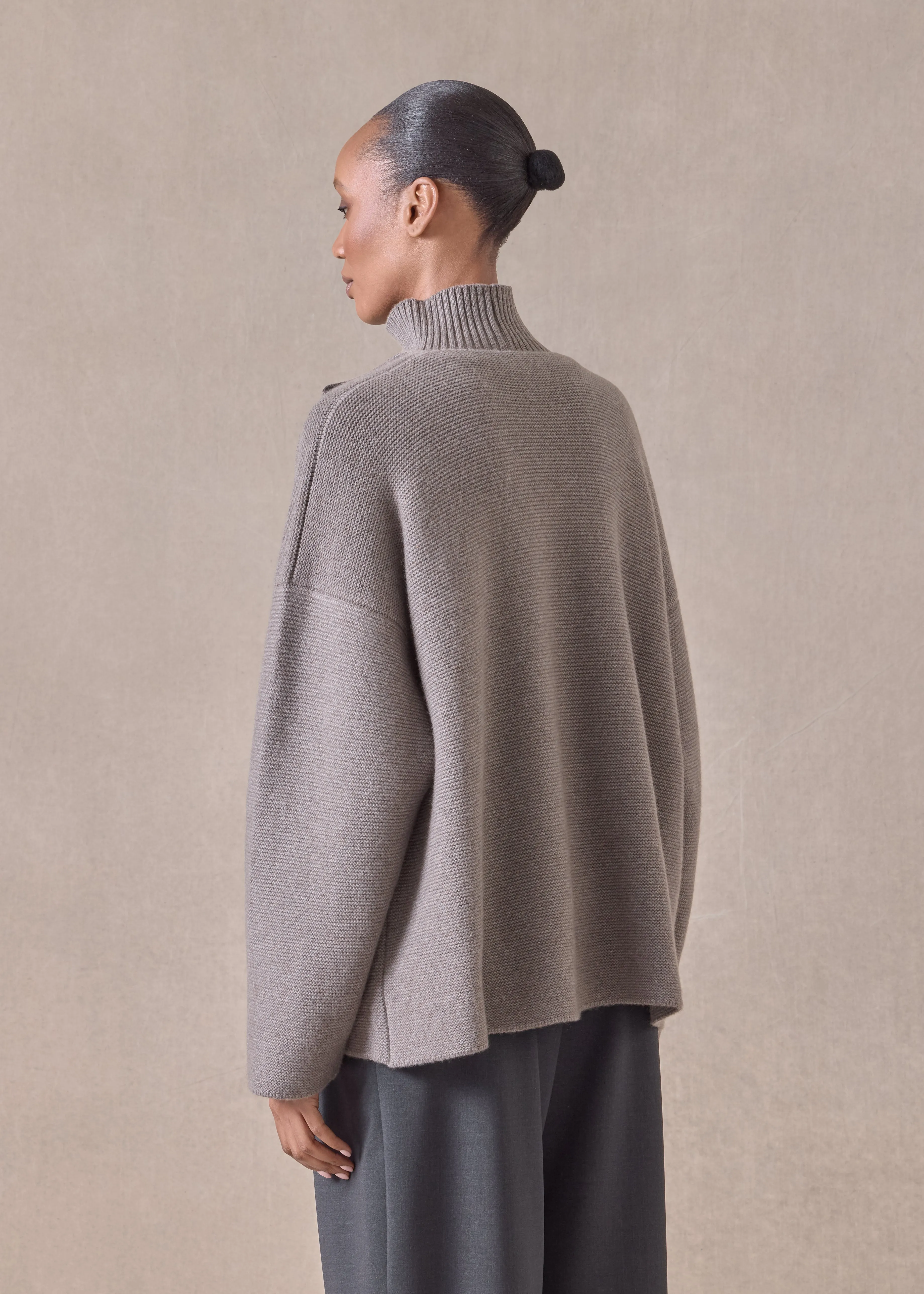 cashmere small jacket coat cardigan- short (bison) sold by eskandar product image thumbnail 4