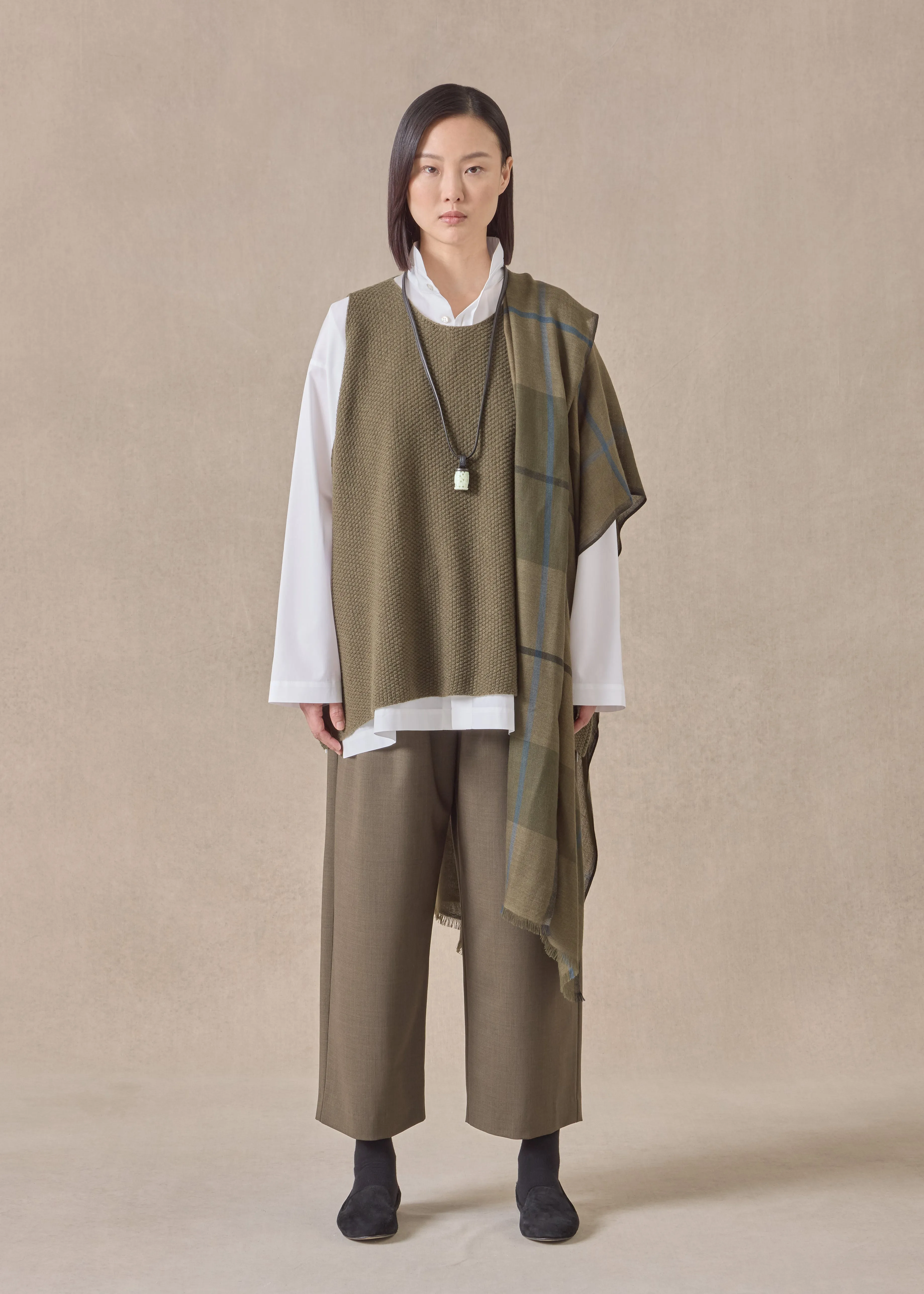 cashmere a-line sleeveless round neck - mid plus sold by eskandar