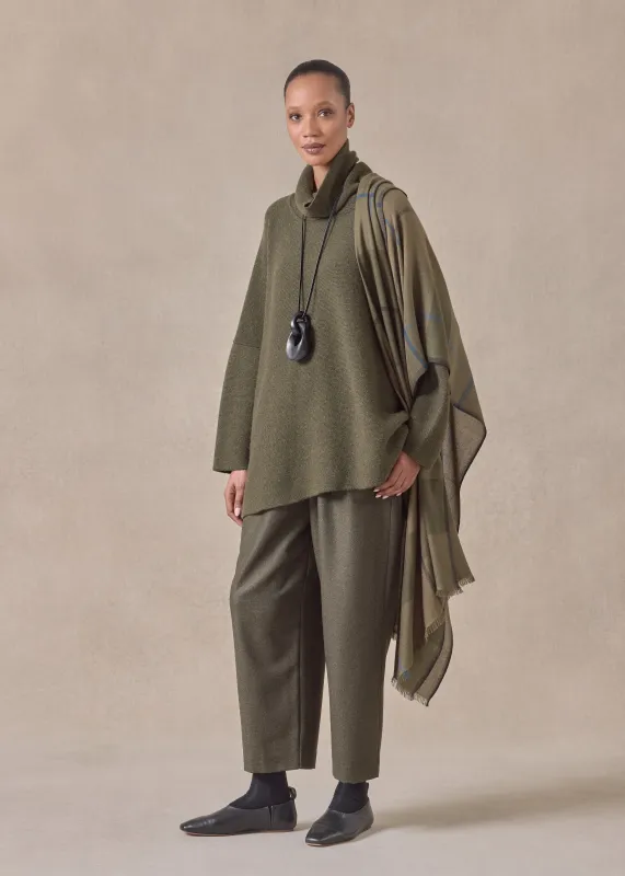 cashmere tartan check scarf (mossbronze/blue) sold by eskandar