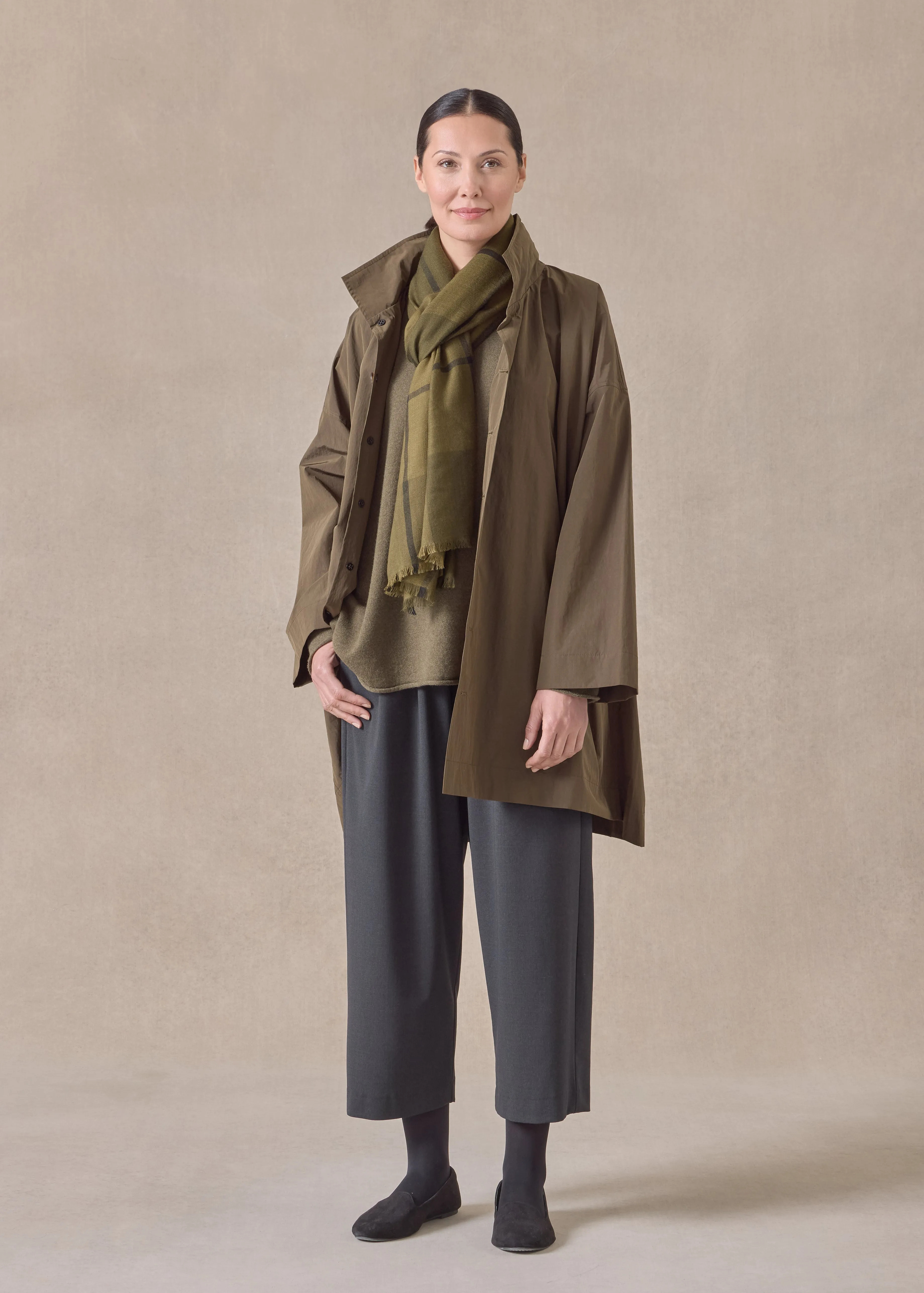 cashmere tartan check scarf (antiqueolive) sold by eskandar product image thumbnail 3