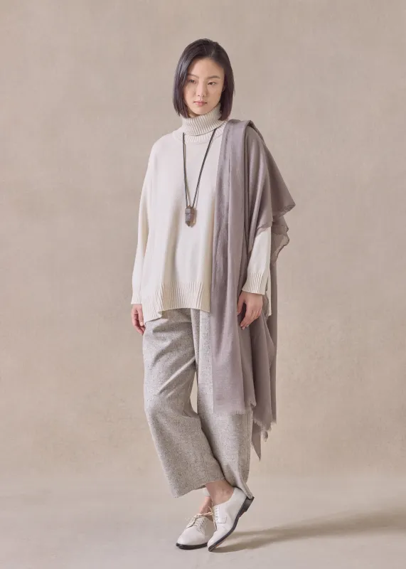 cashmere panelled a-line roll neck sweater - mid plus (crème) sold by eskandar