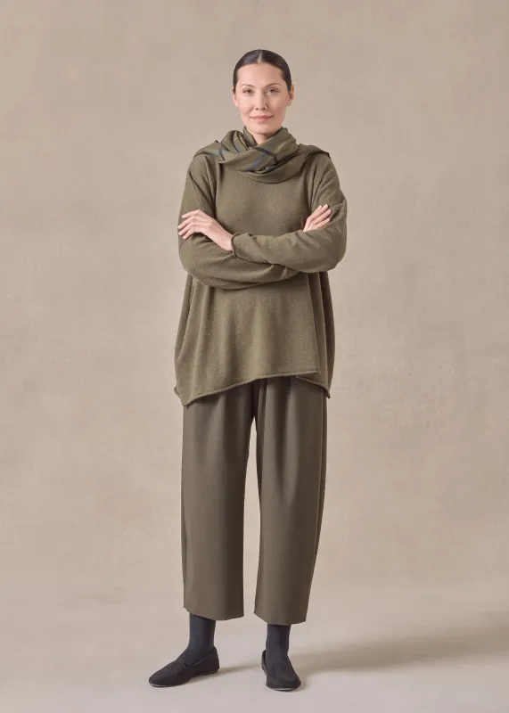 cashmere slim sleeve raw edge bateau neck - mid plus (antiquebronze) sold by eskandar