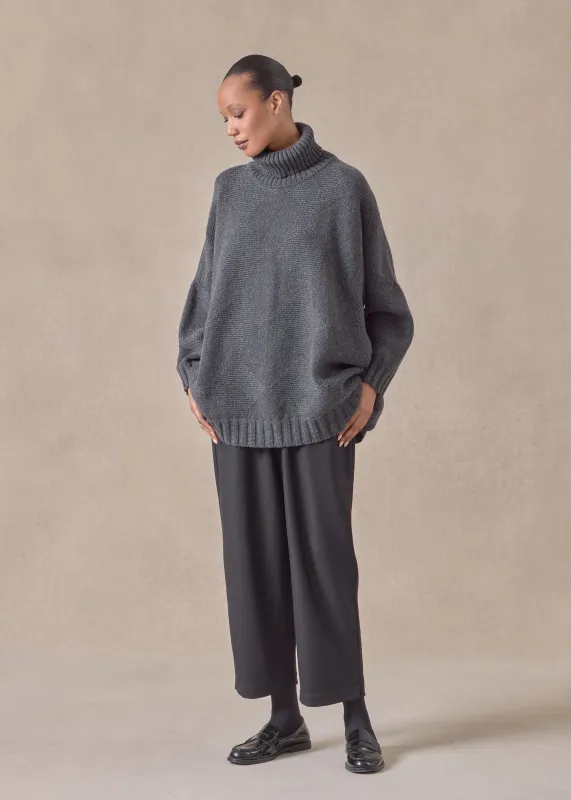 cashmere wide roll neck sweater - long sold by eskandar