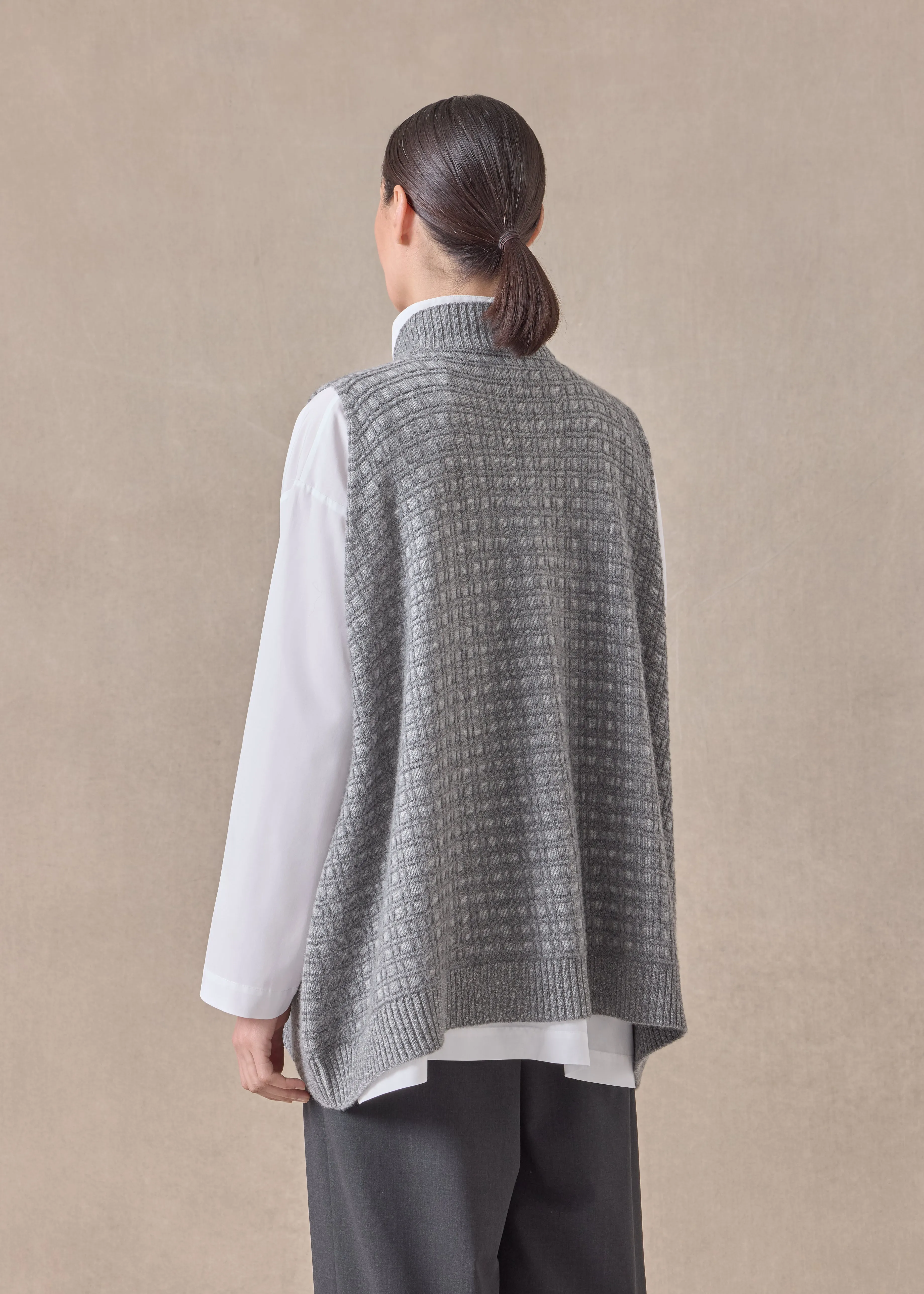 cashmere sleeveless a-line cross over V neck - mid plus (windsorgrey) sold by eskandar product image thumbnail 4