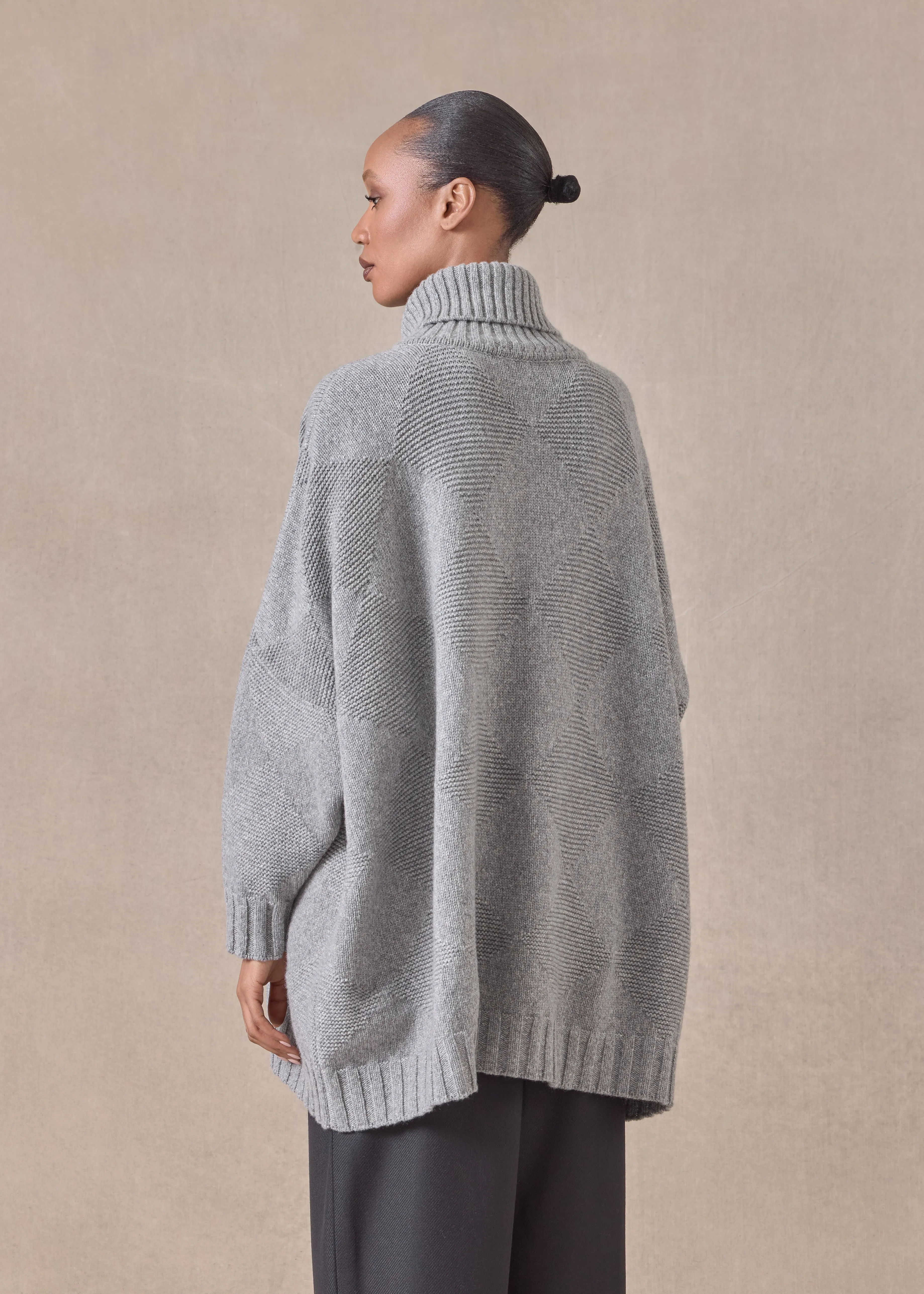 cashmere wide roll neck sweater - long sold by eskandar product image thumbnail 4