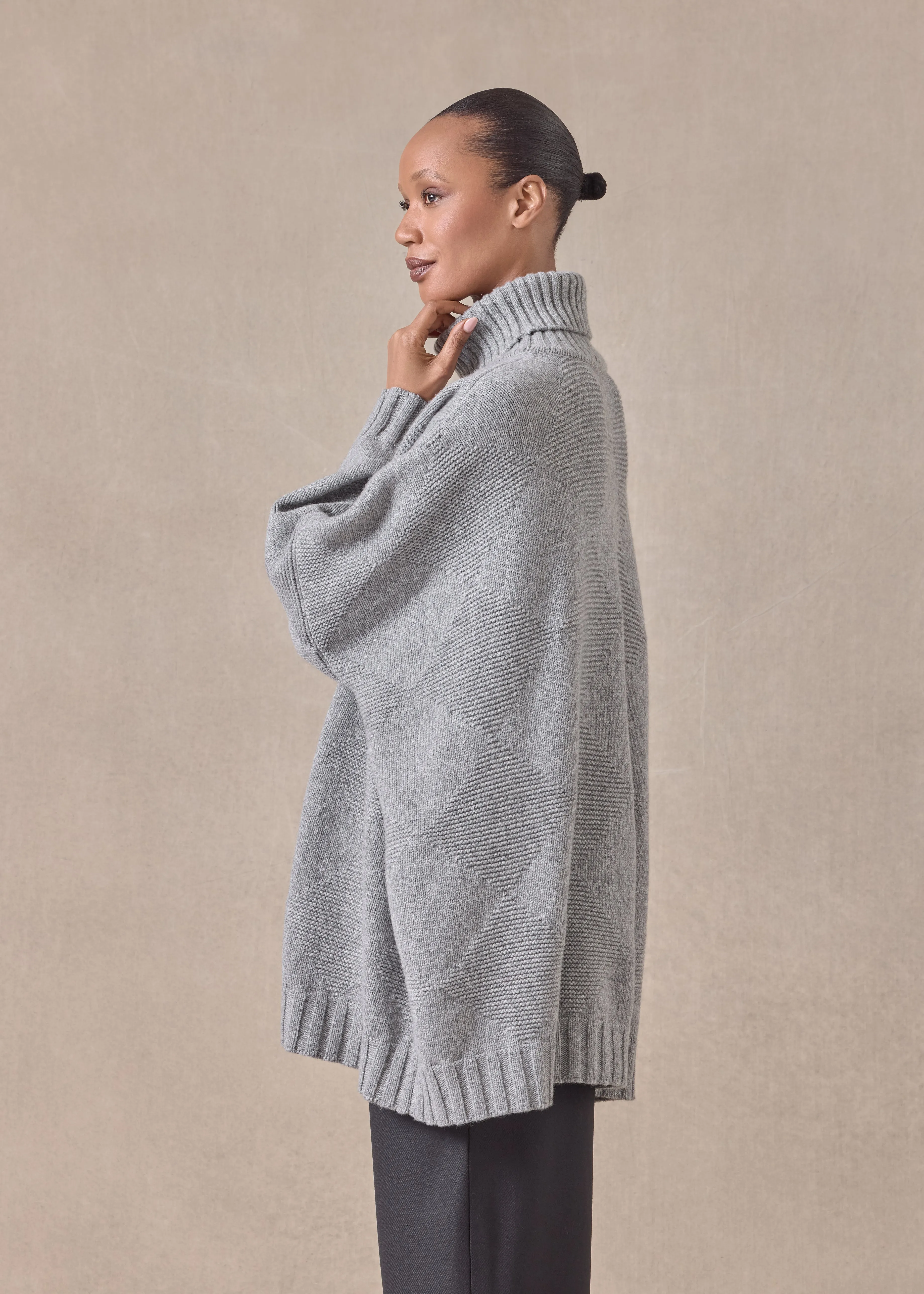 cashmere wide roll neck sweater - long sold by eskandar product image thumbnail 3