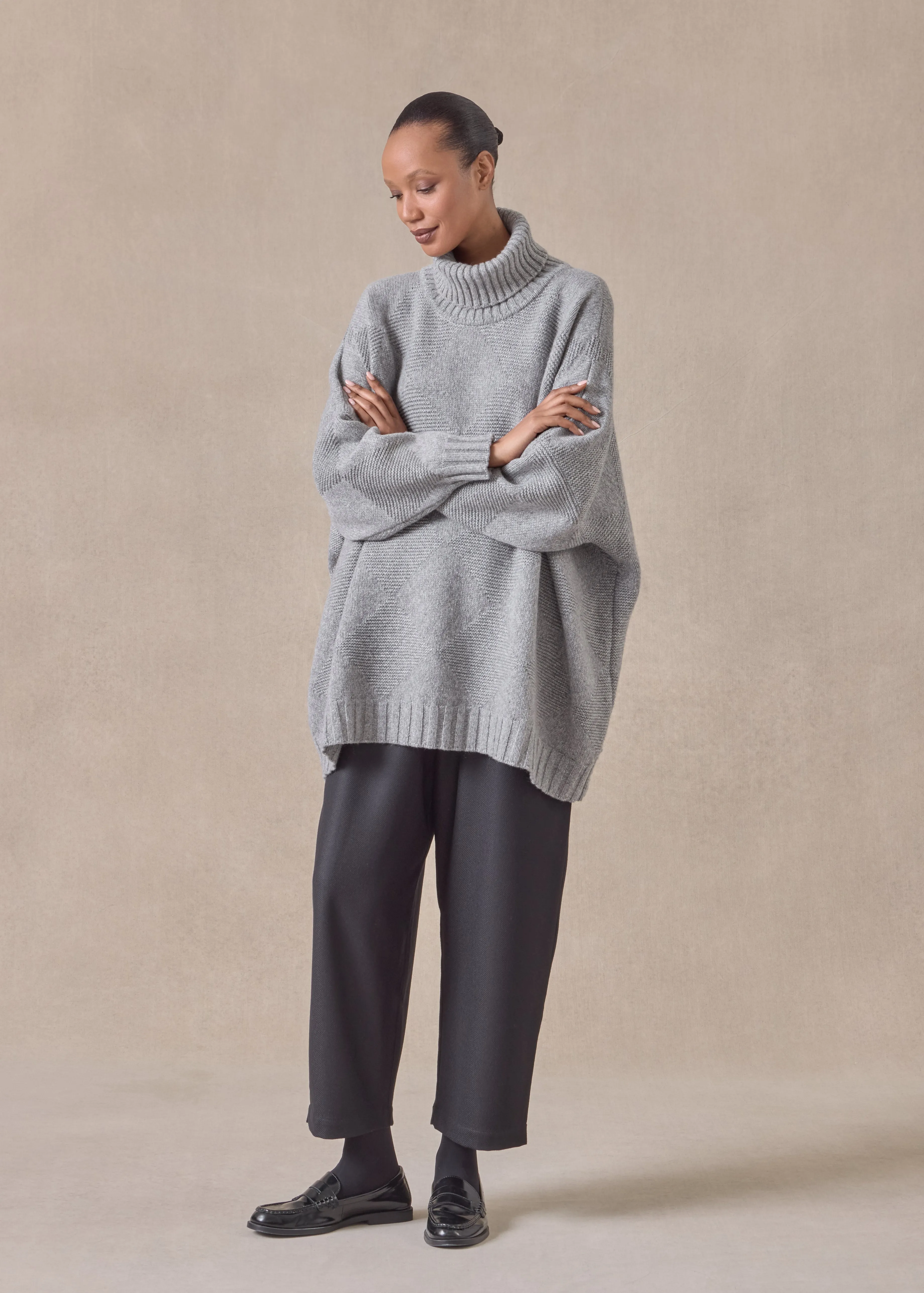 cashmere wide roll neck sweater - long sold by eskandar