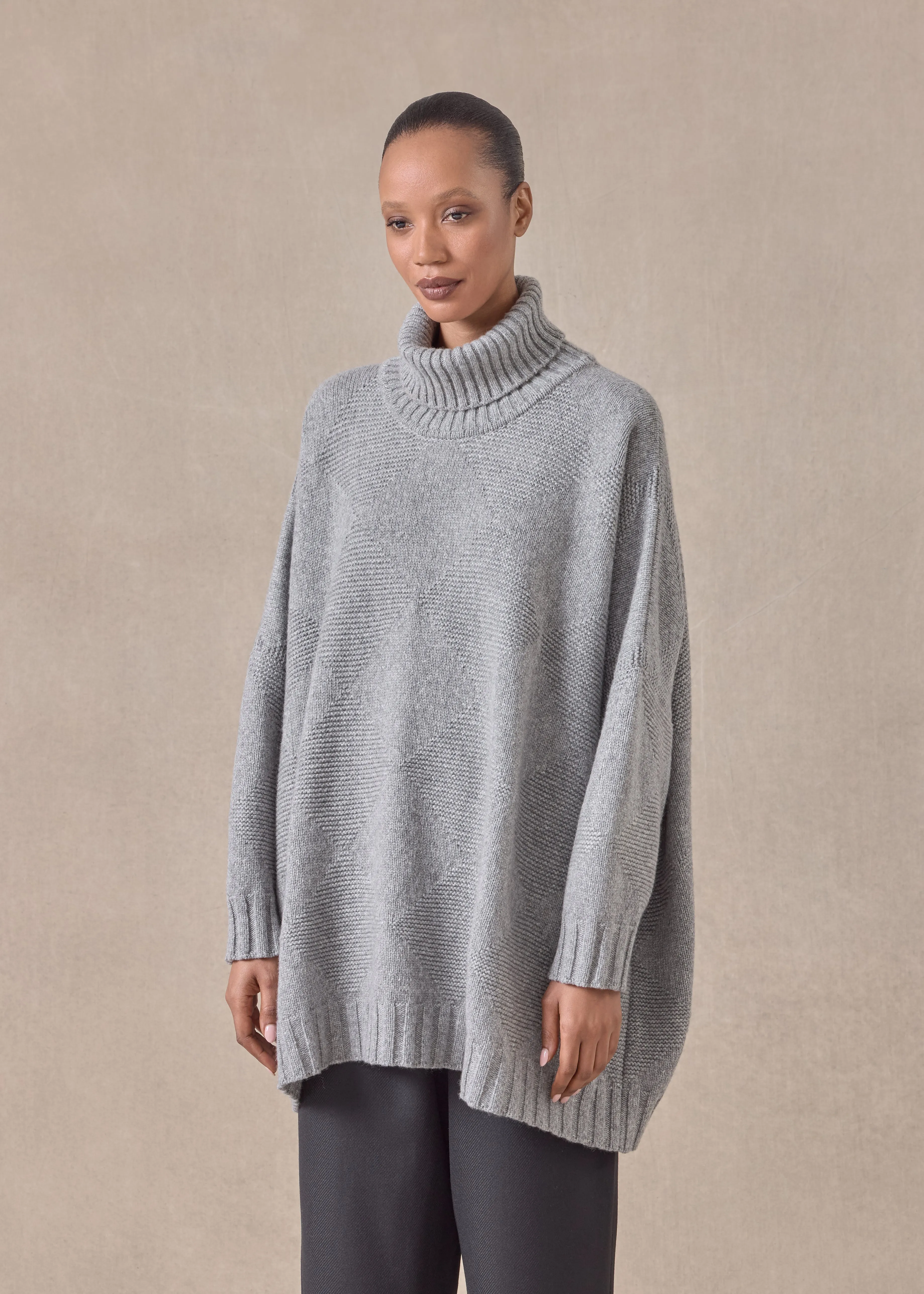 cashmere wide roll neck sweater - long sold by eskandar product image thumbnail 2