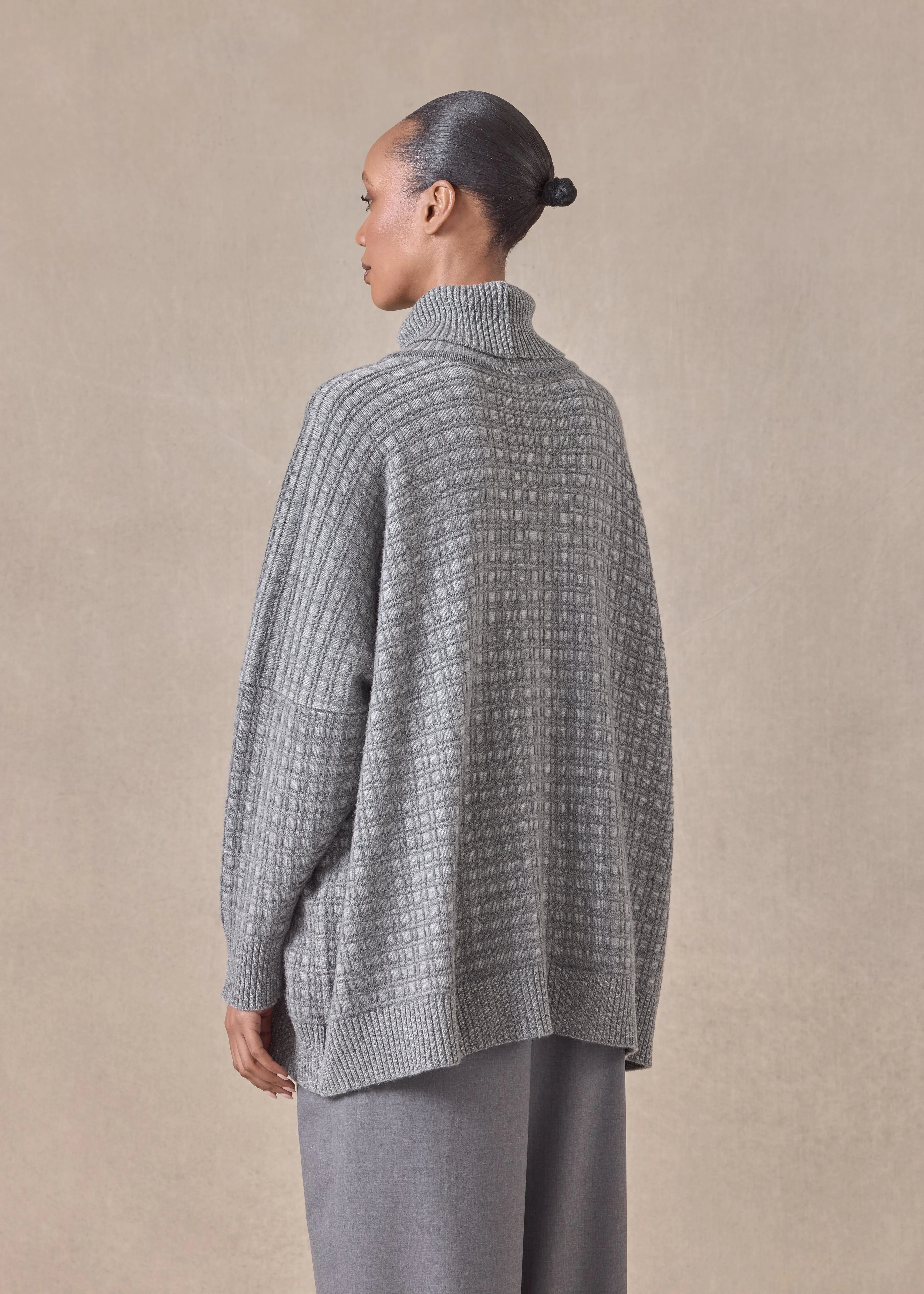cashmere roll neck sweater - mid plus (windsorgrey) sold by eskandar product image thumbnail 4