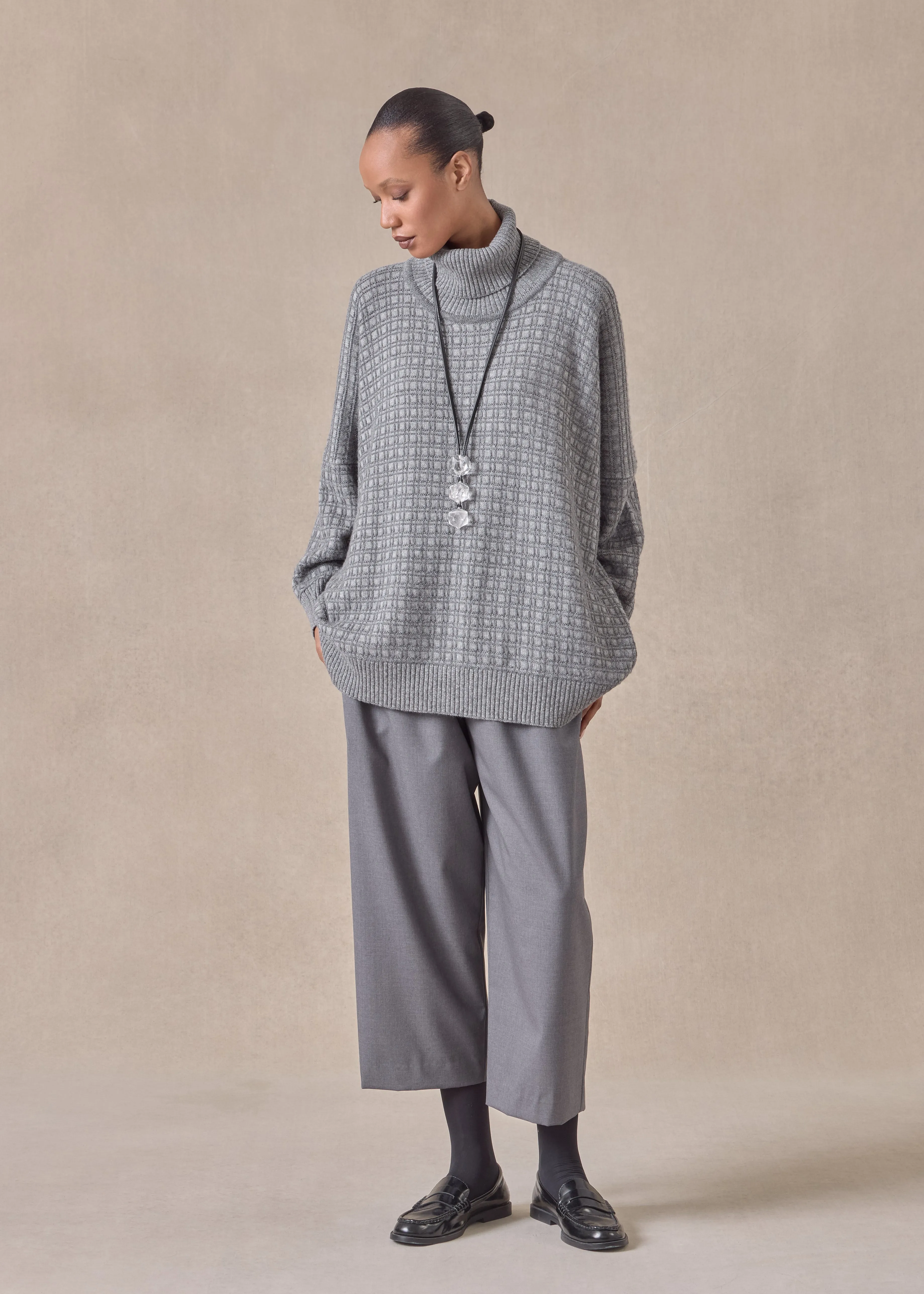 cashmere roll neck sweater - mid plus (windsorgrey) sold by eskandar