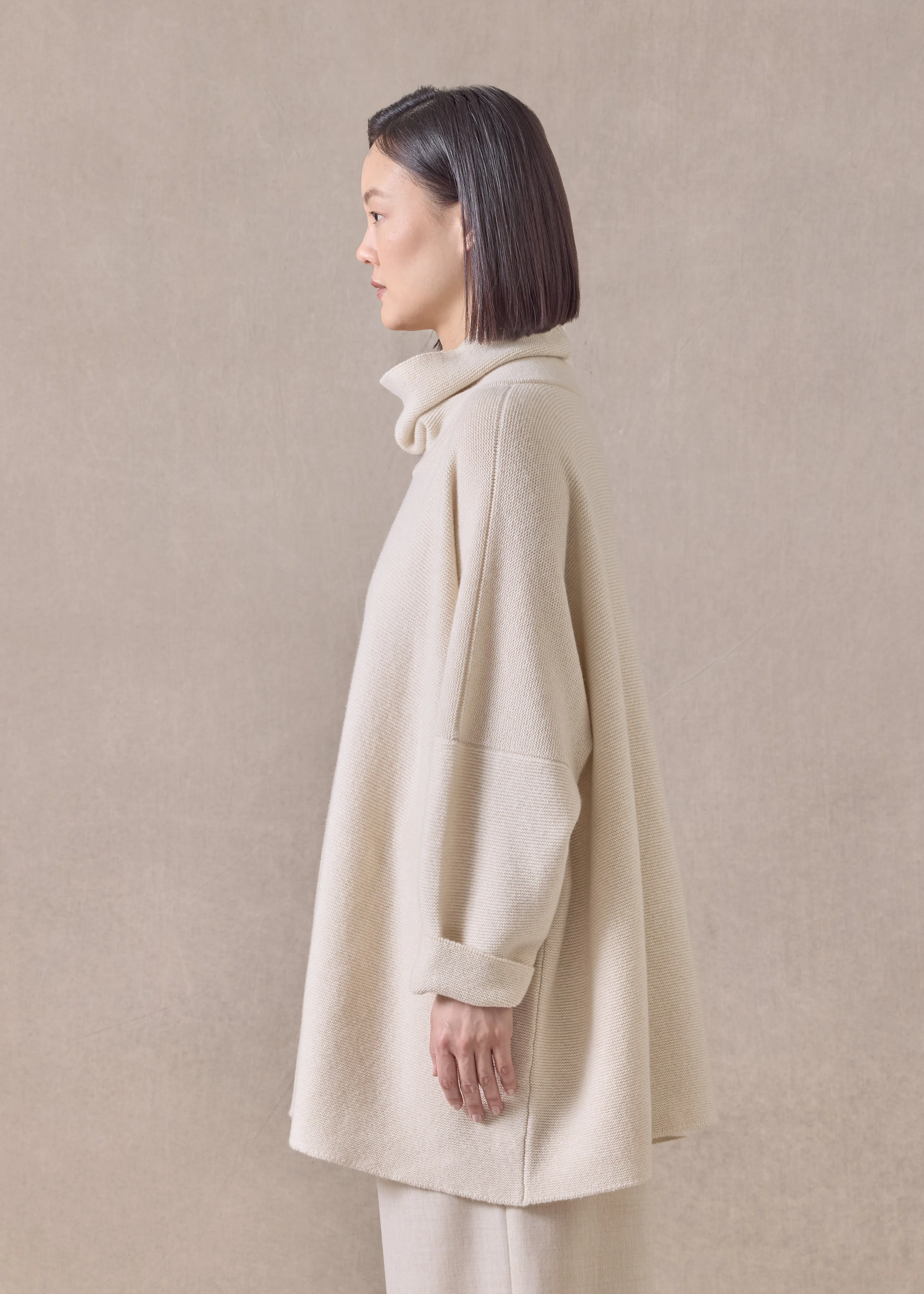 cashmere slim sleeve monks top - long sold by eskandar product image thumbnail 3