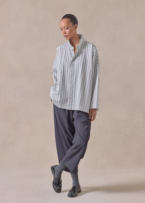 cotton wide longer back shirt with double stand collar - mid plus sold by eskandar