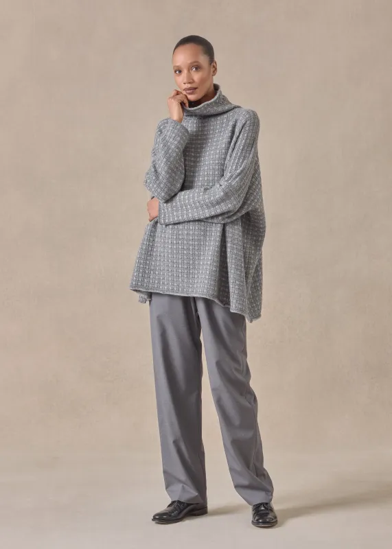 cashmere slim sleeve funnel neck - long (windsorgrey) sold by eskandar