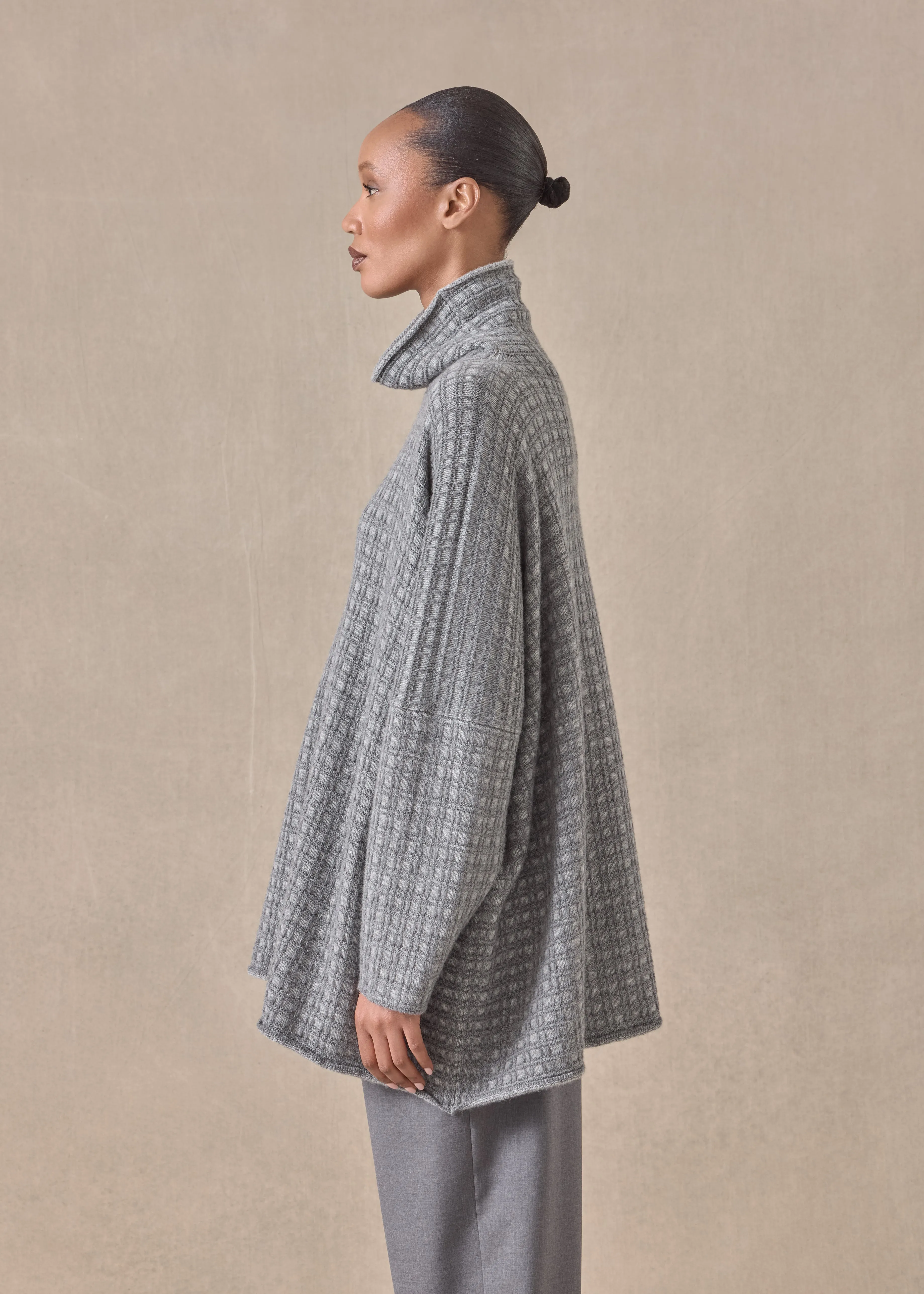 cashmere slim sleeve funnel neck - long (windsorgrey) sold by eskandar product image thumbnail 3