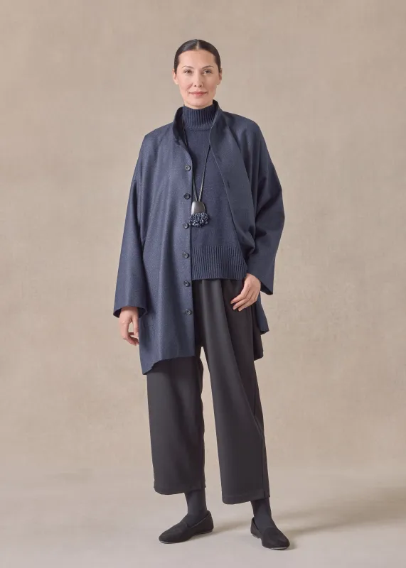 silk superfine wool mix wide a-line mandarin jacket - long plus (jeandark) sold by eskandar