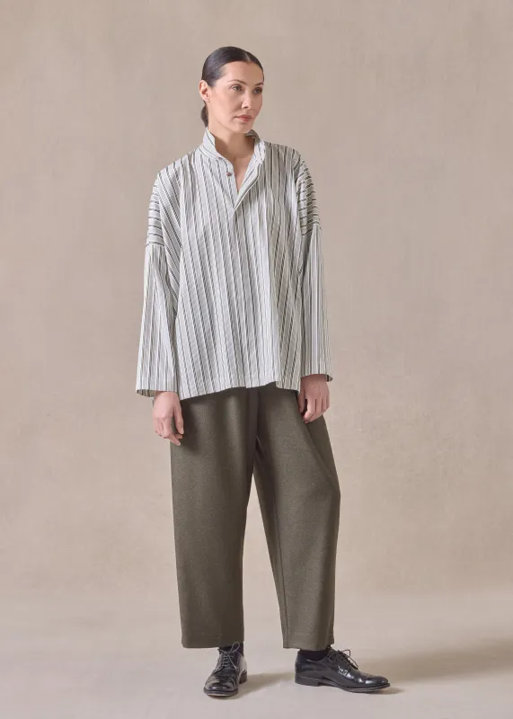 cotton wide longer back shirt with double stand collar - mid plus (greenbronze) sold by eskandar