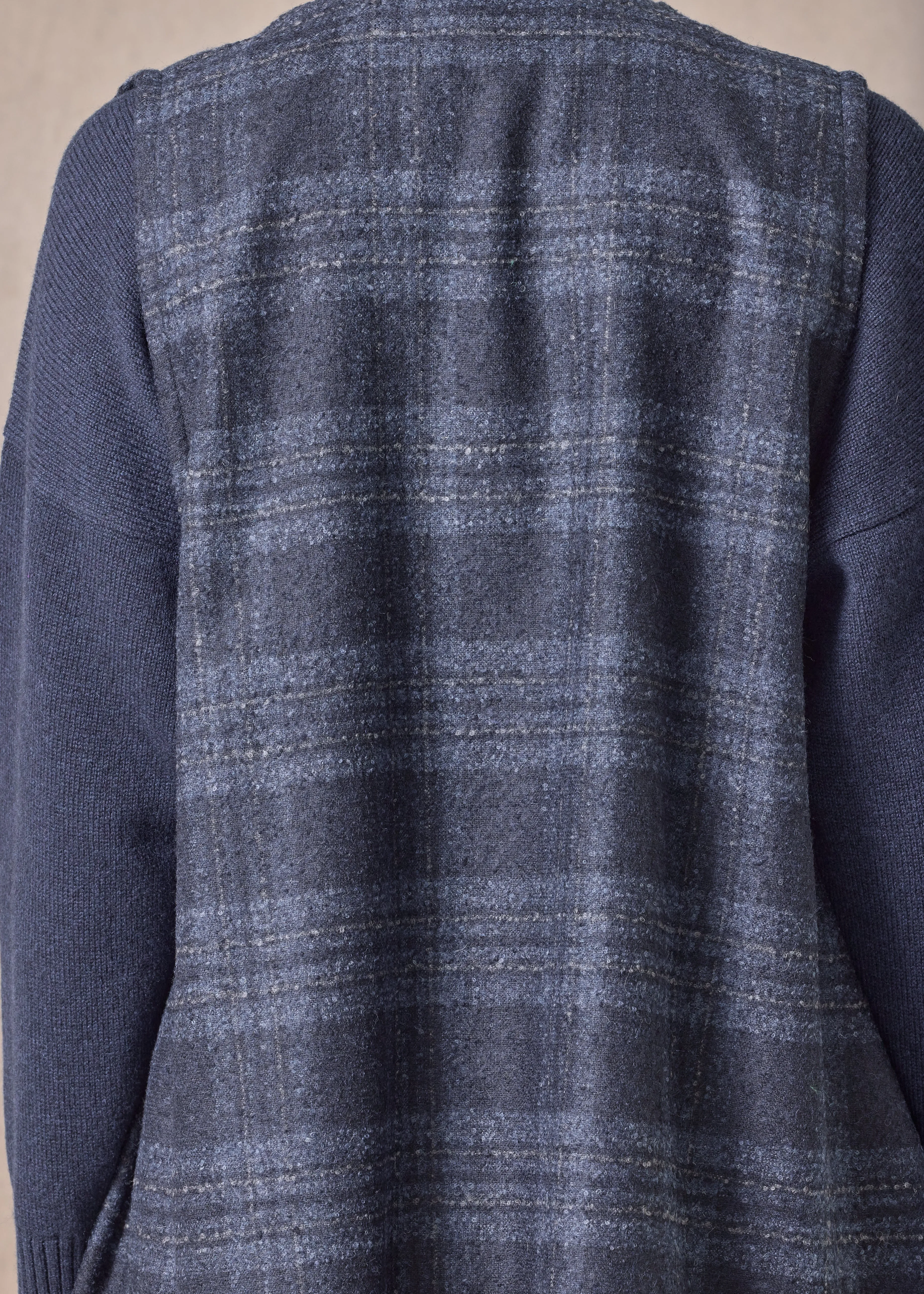 alpaca wool mix a-line drape front waistcoat - mid plus (navy) sold by eskandar product image thumbnail 5