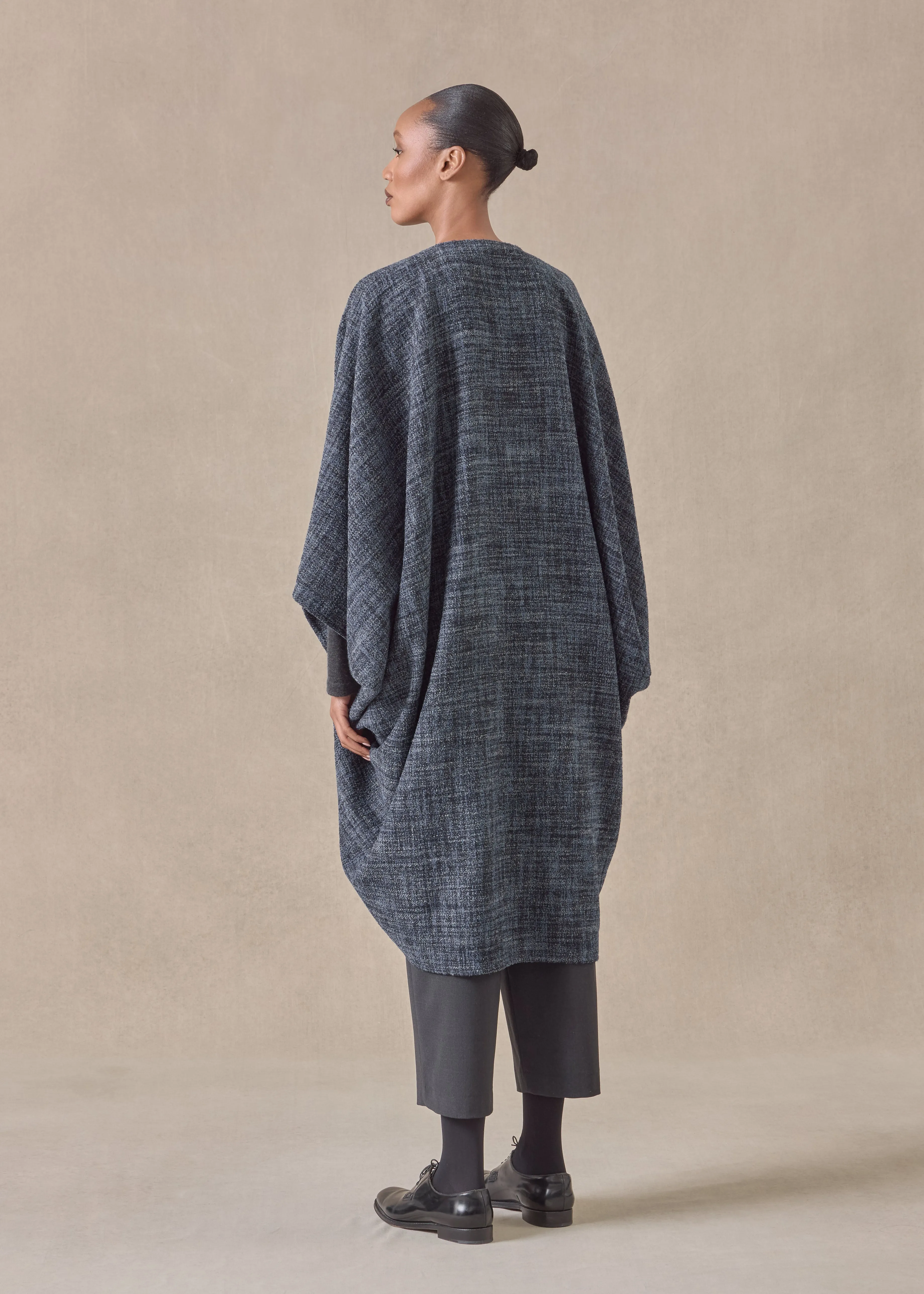 alpaca wool mix cocoon coat (bluegrey) sold by eskandar product image thumbnail 5