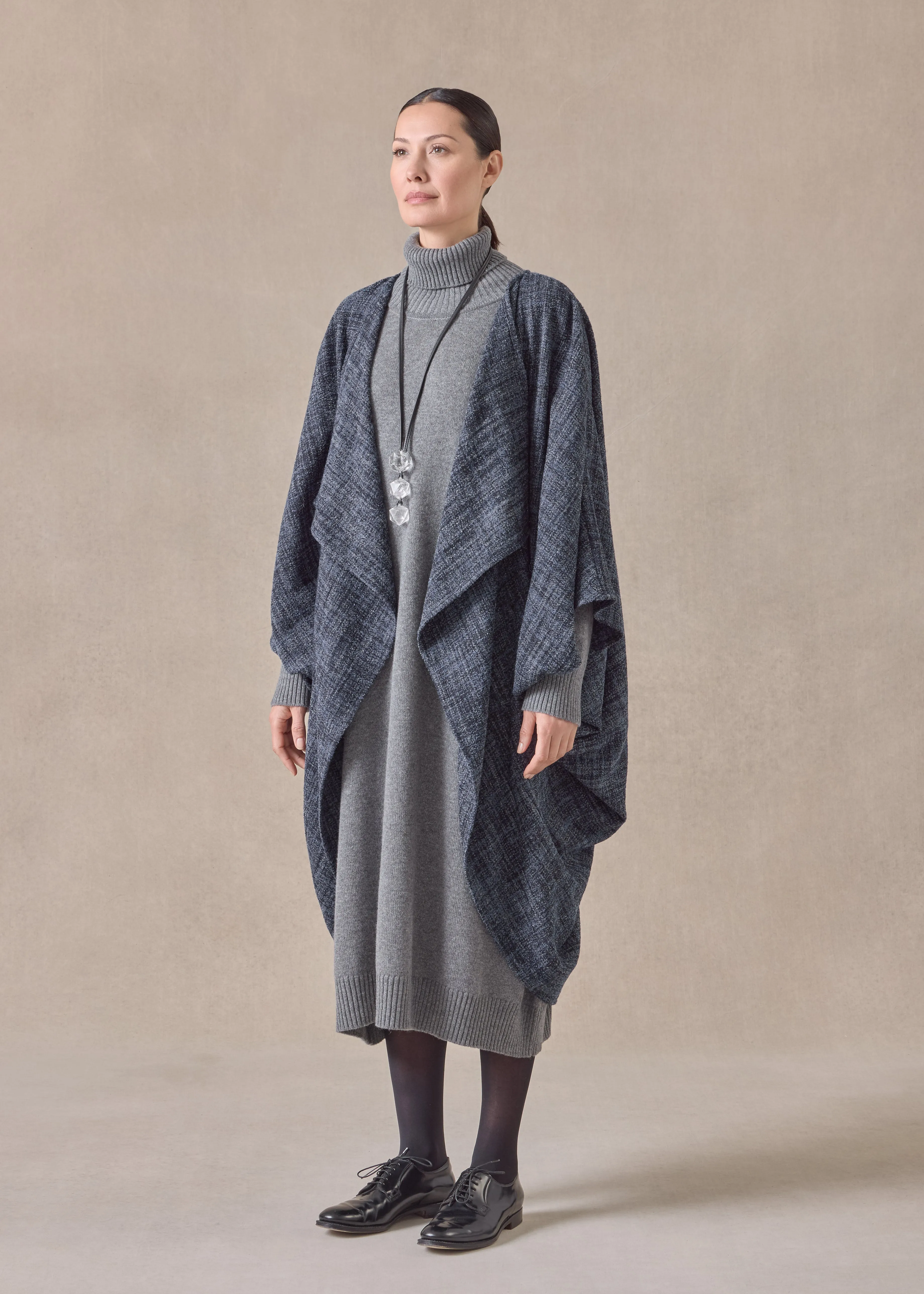 alpaca wool mix cocoon coat (bluegrey) sold by eskandar product image thumbnail 2