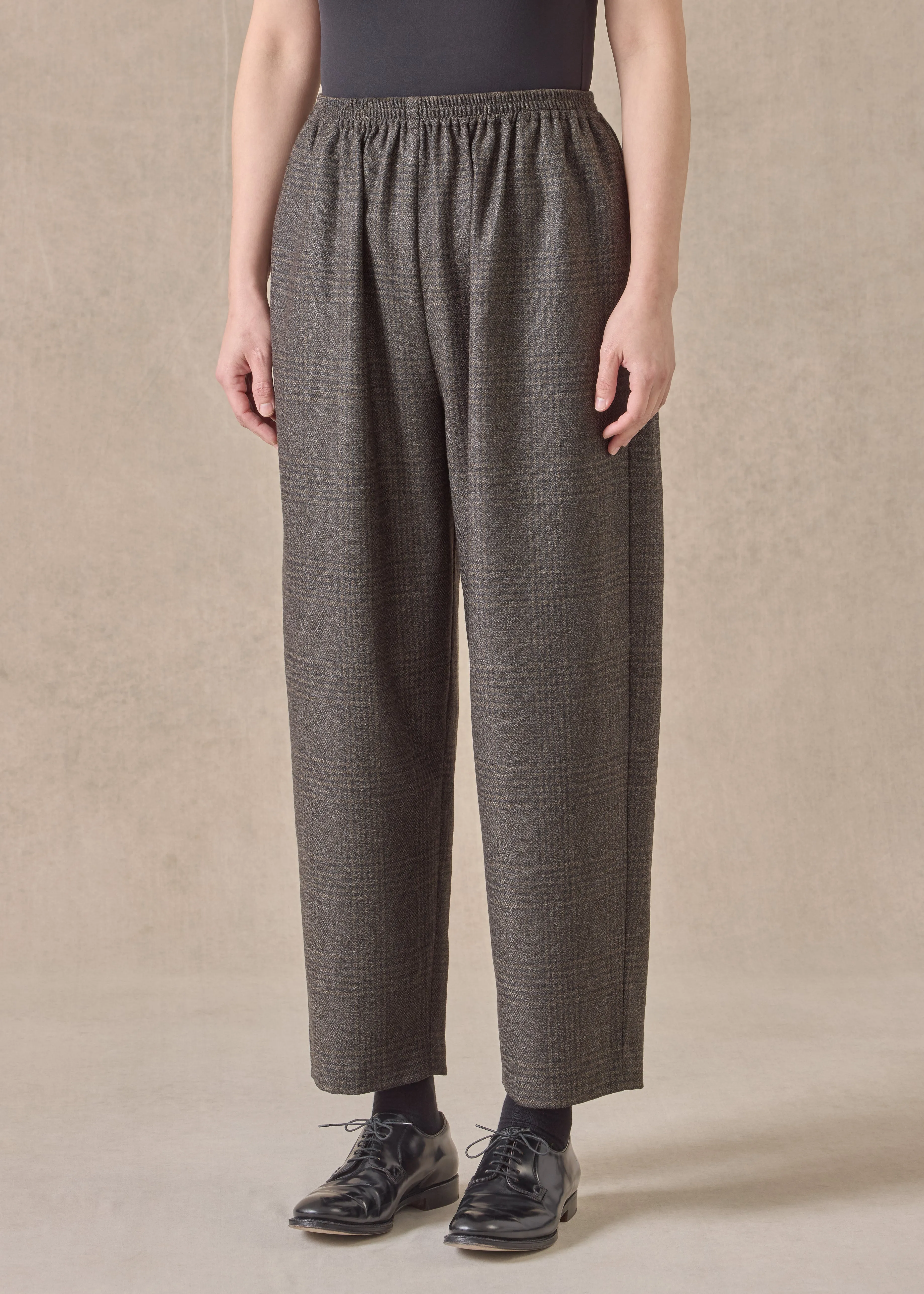 cashmere silk mix longer japanese trouser with ankle slits (greenbronze) sold by eskandar product image thumbnail 2