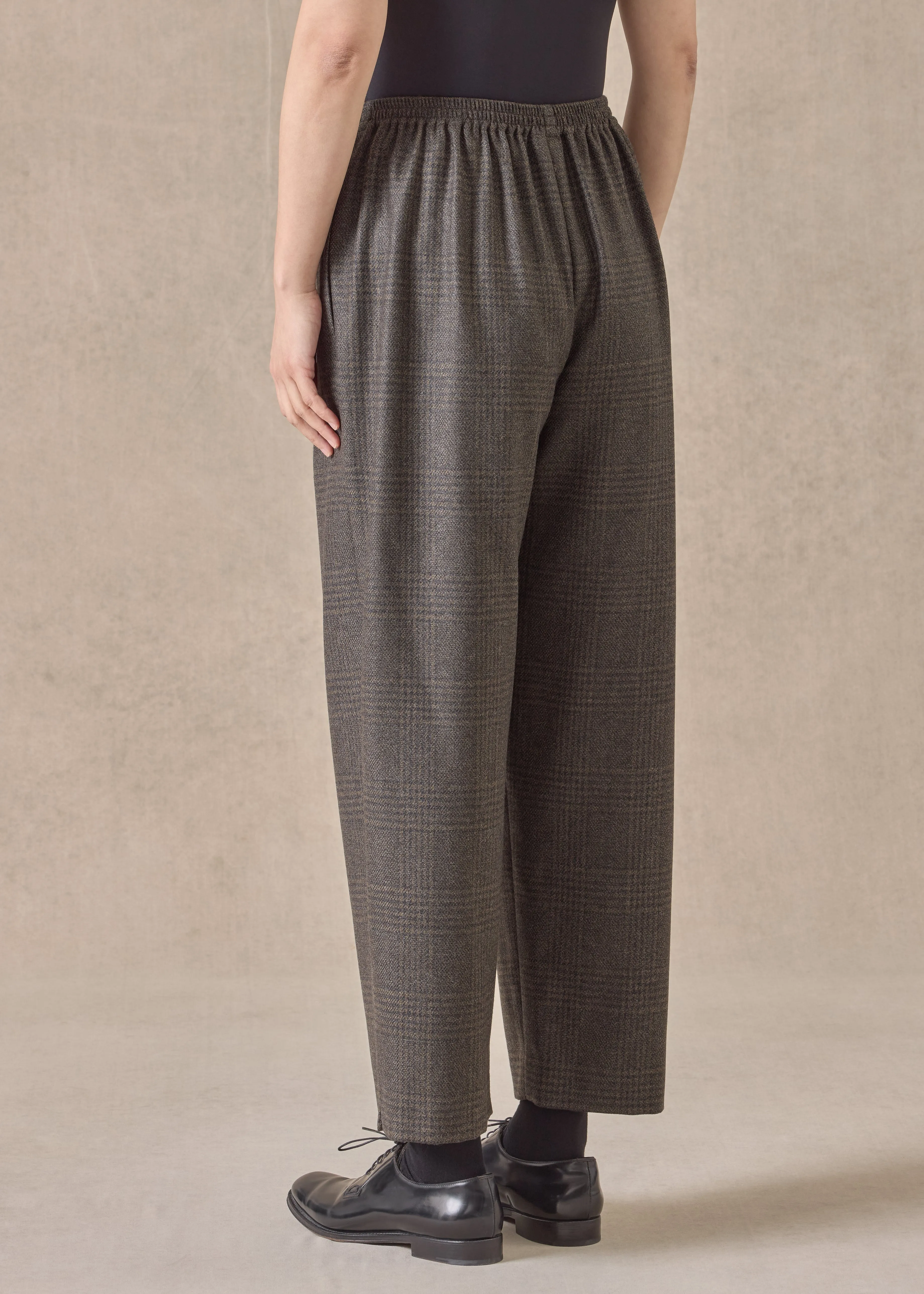 cashmere silk mix longer japanese trouser with ankle slits (greenbronze) sold by eskandar product image thumbnail 4