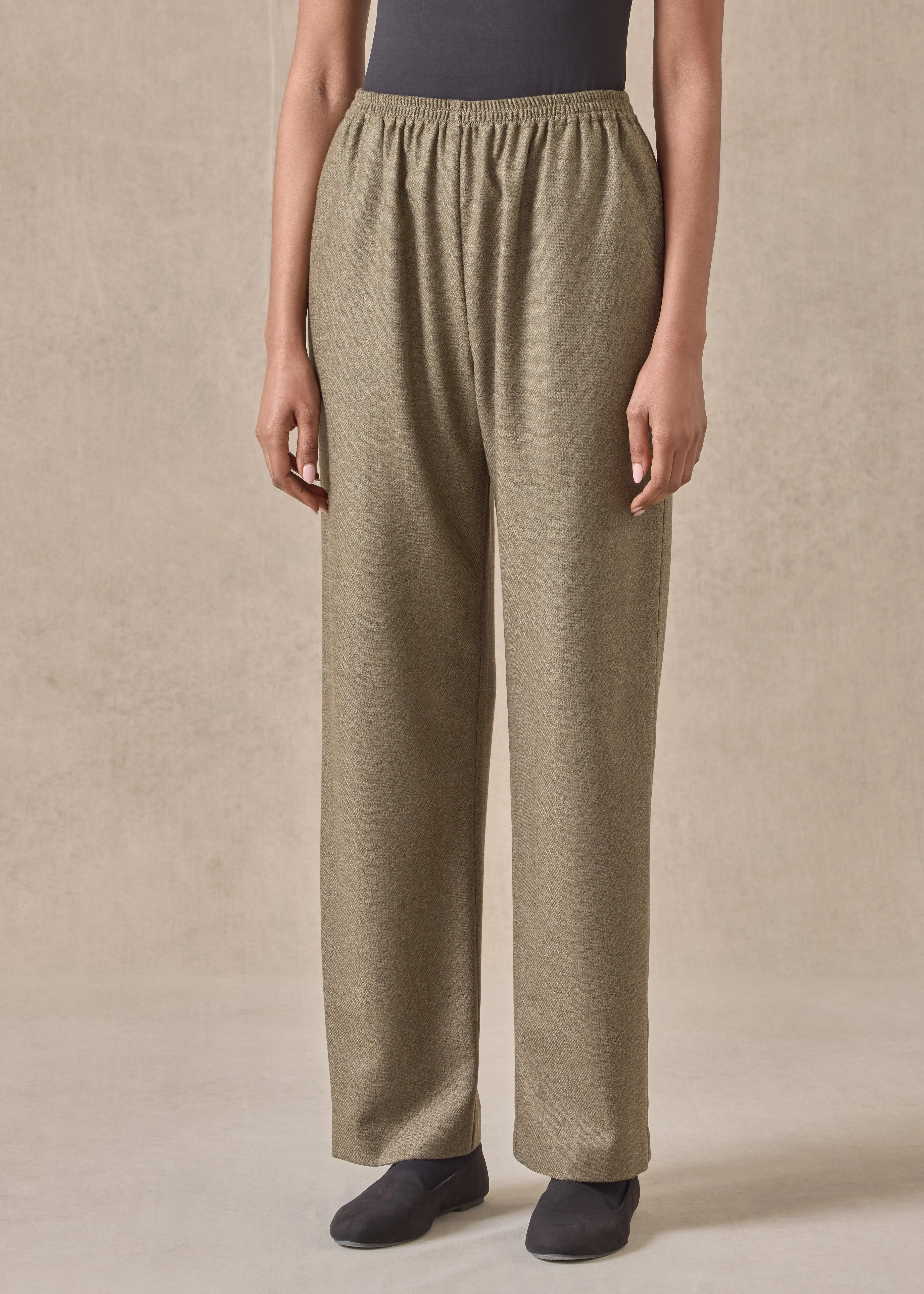 silk superfine wool mix tapered trouser (olive) sold by eskandar product image thumbnail 2