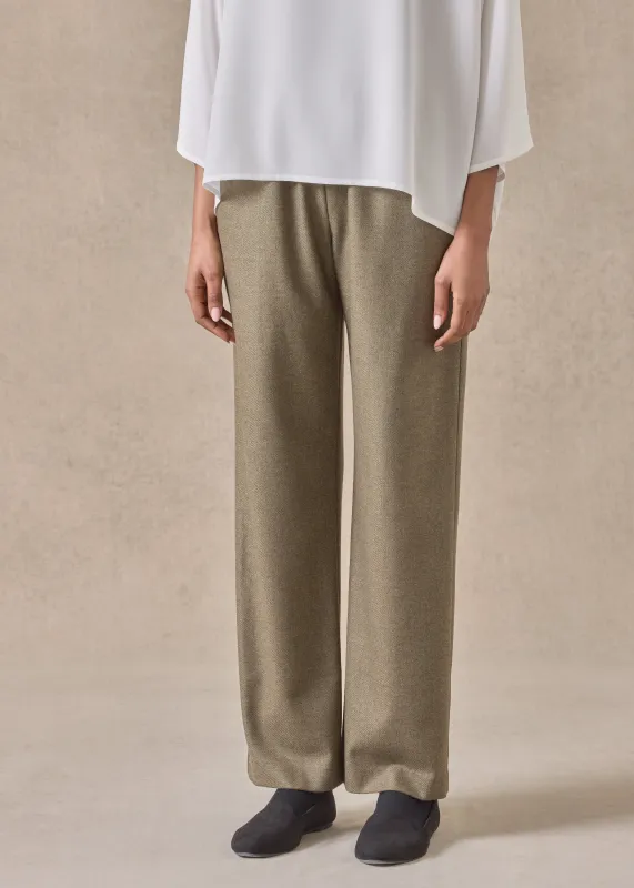 silk superfine wool mix tapered trouser (olive) sold by eskandar