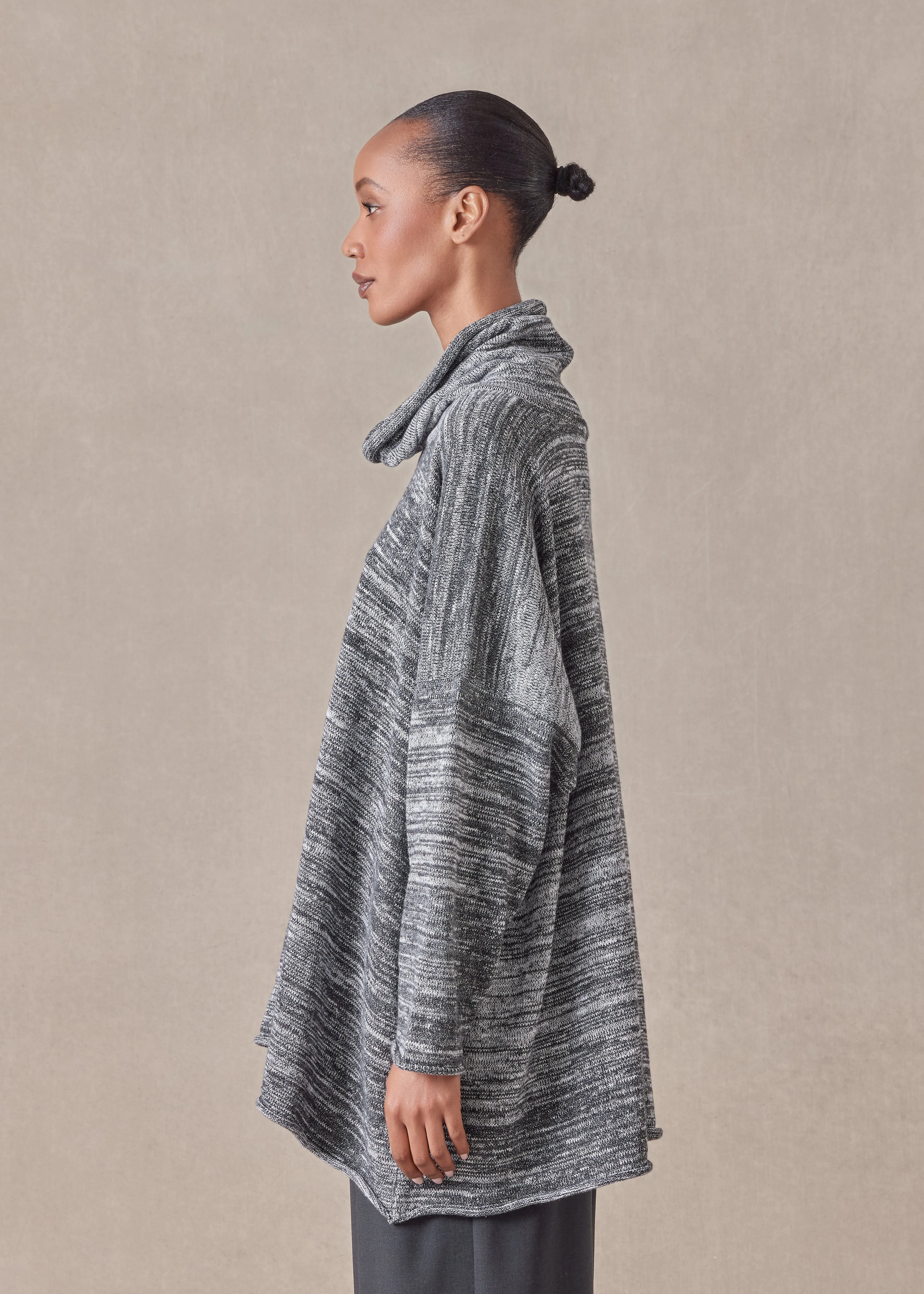 cotton linen mix wide a-line monks top - long sold by eskandar product image thumbnail 3