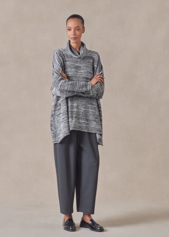 cotton linen mix wide a-line monks top - long sold by eskandar