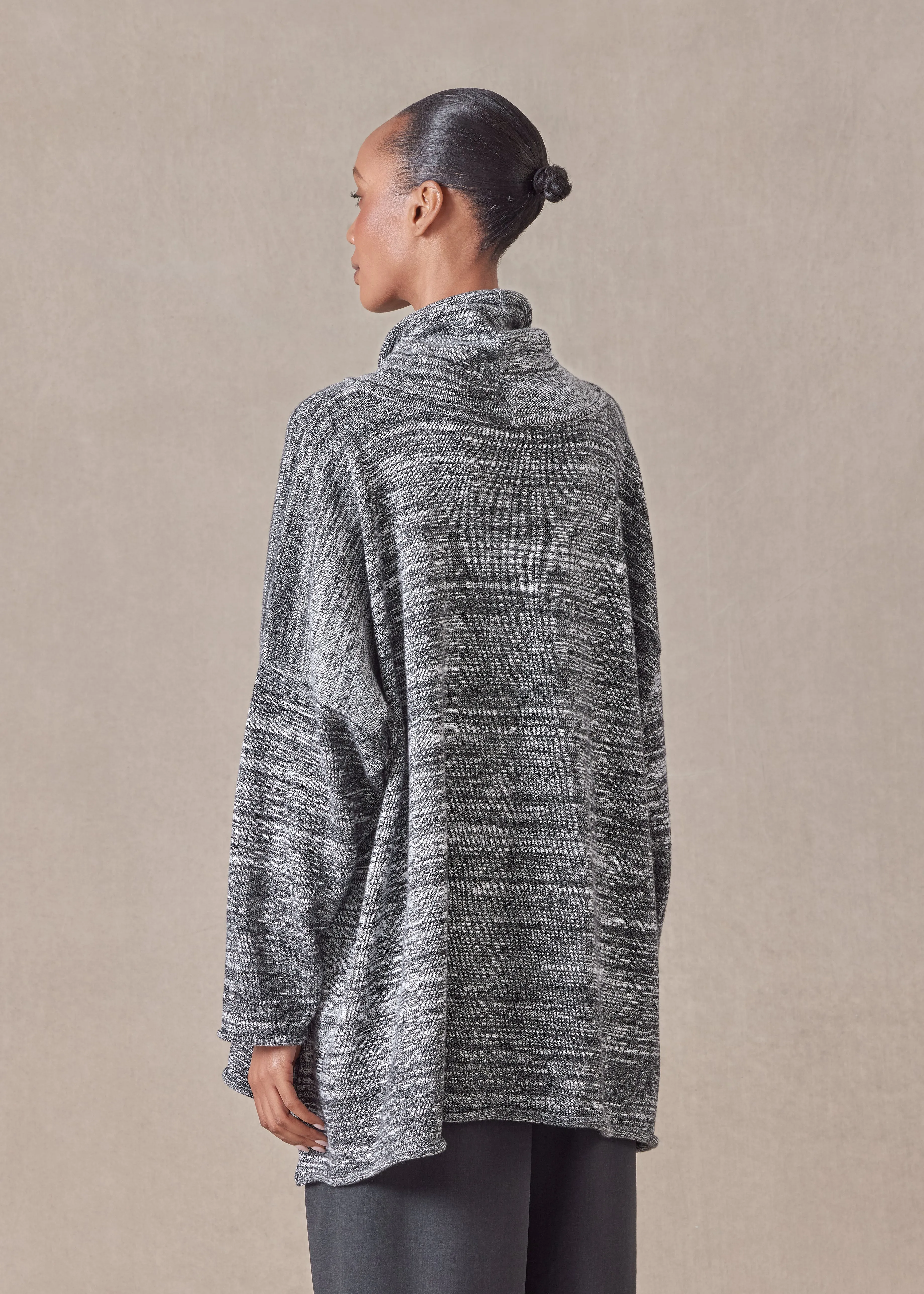 cotton linen mix wide a-line monks top - long sold by eskandar product image thumbnail 4