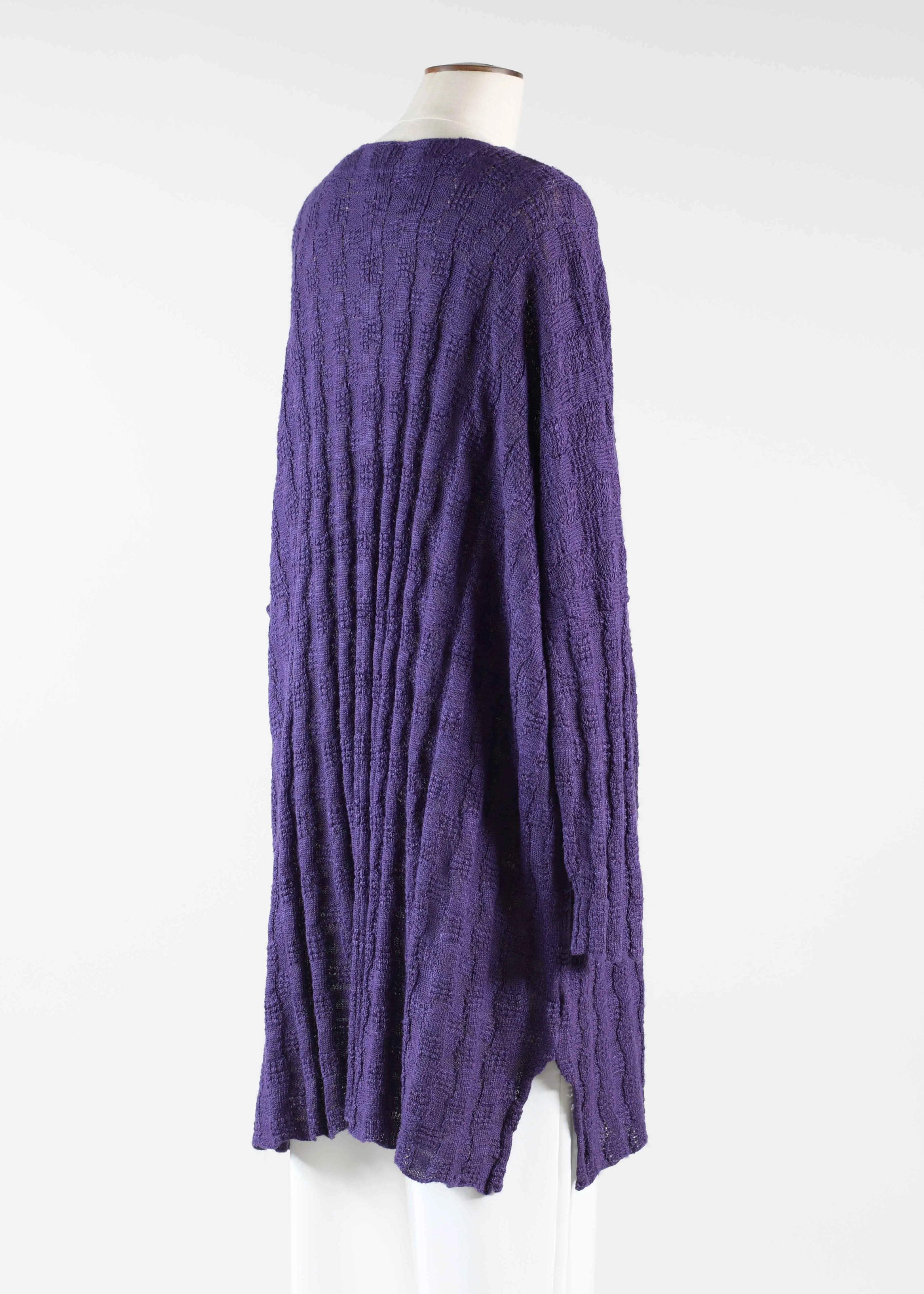 linen mix slit neck slim sleeve sweater - long plus with slits sold by eskandar product image thumbnail 3