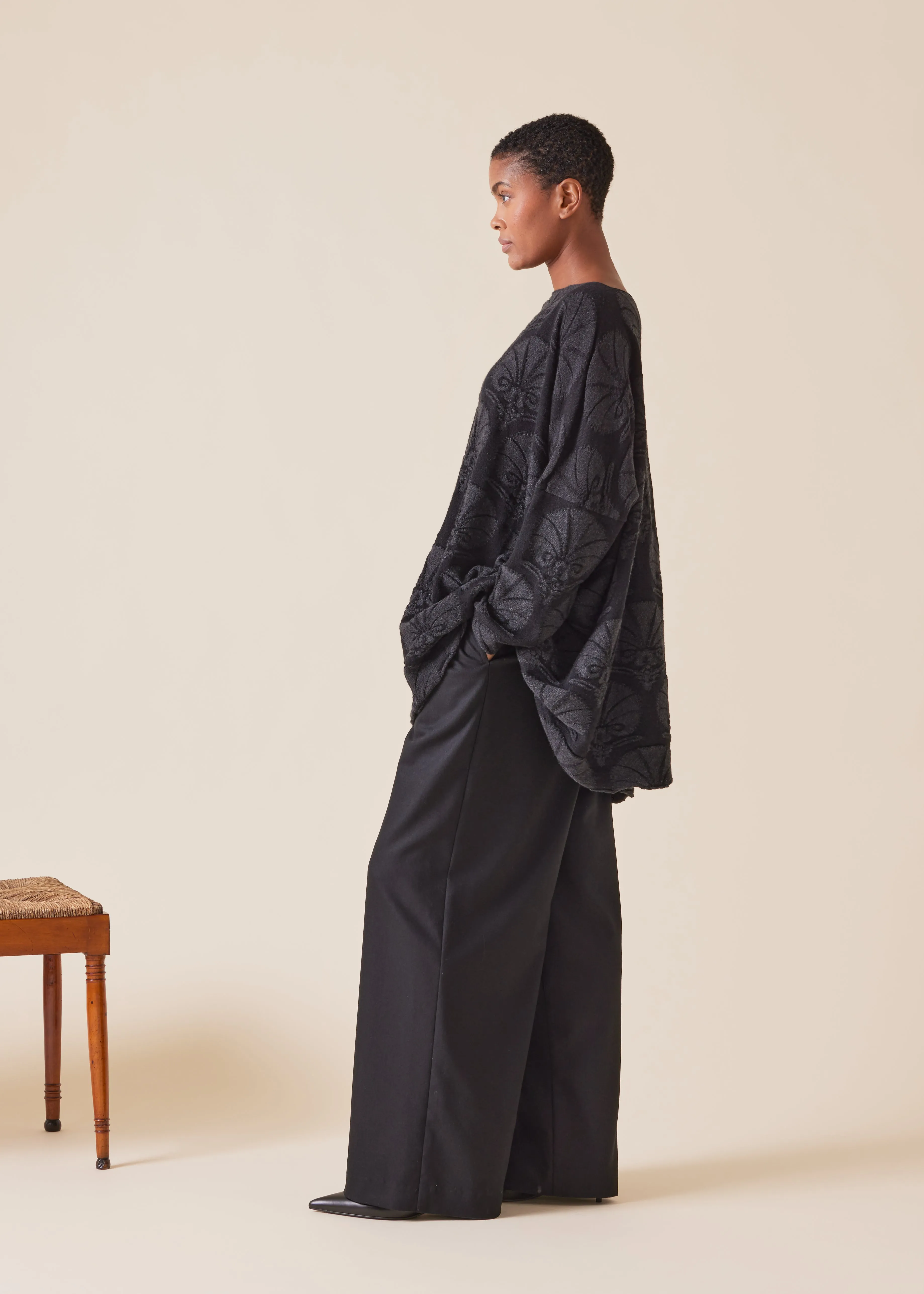 cashmere square slim sleeve sweater - long sold by eskandar product image thumbnail 2