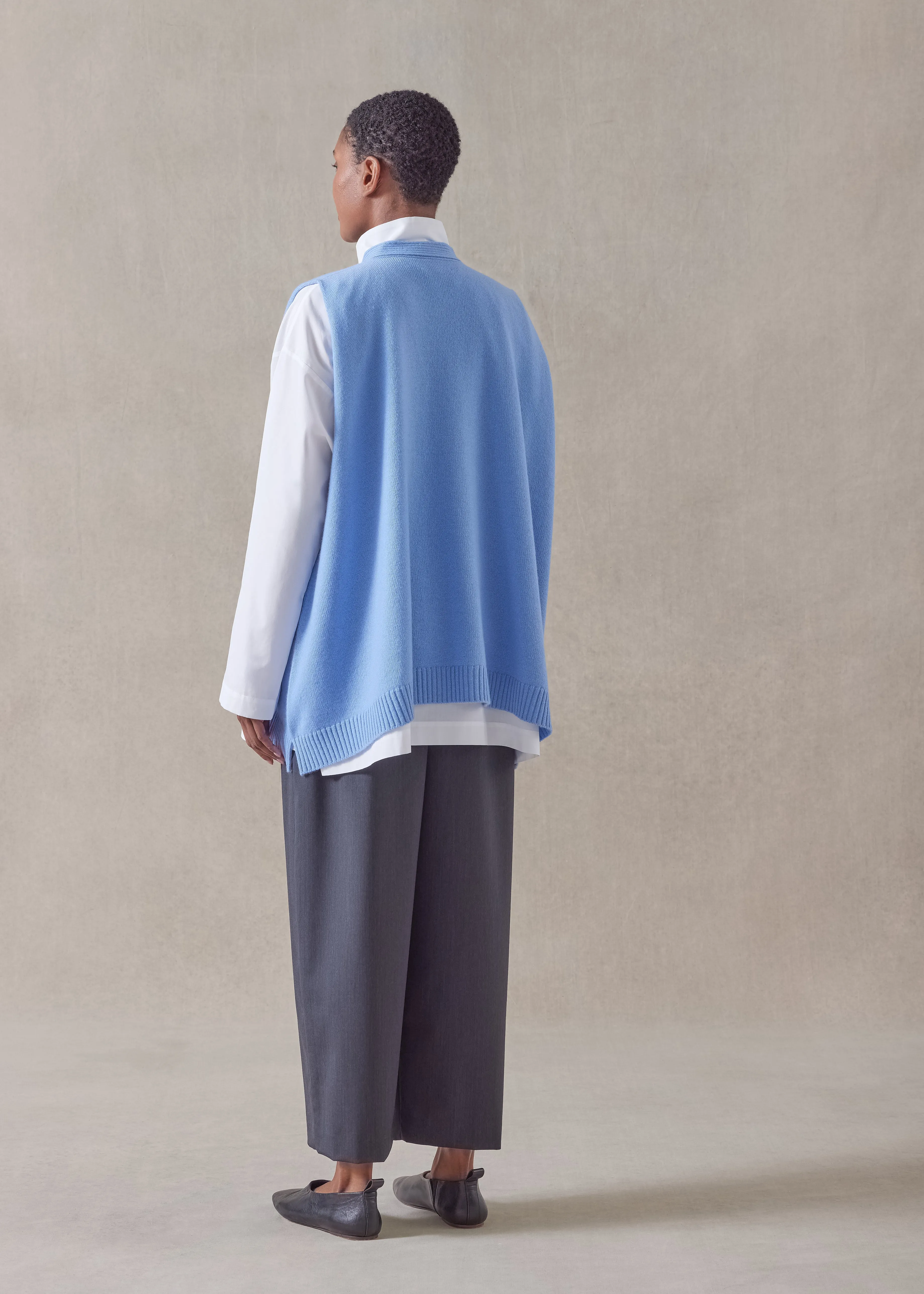 cashmere a-line sleeveless v-neck cardigan - mid plus sold by eskandar product image thumbnail 3