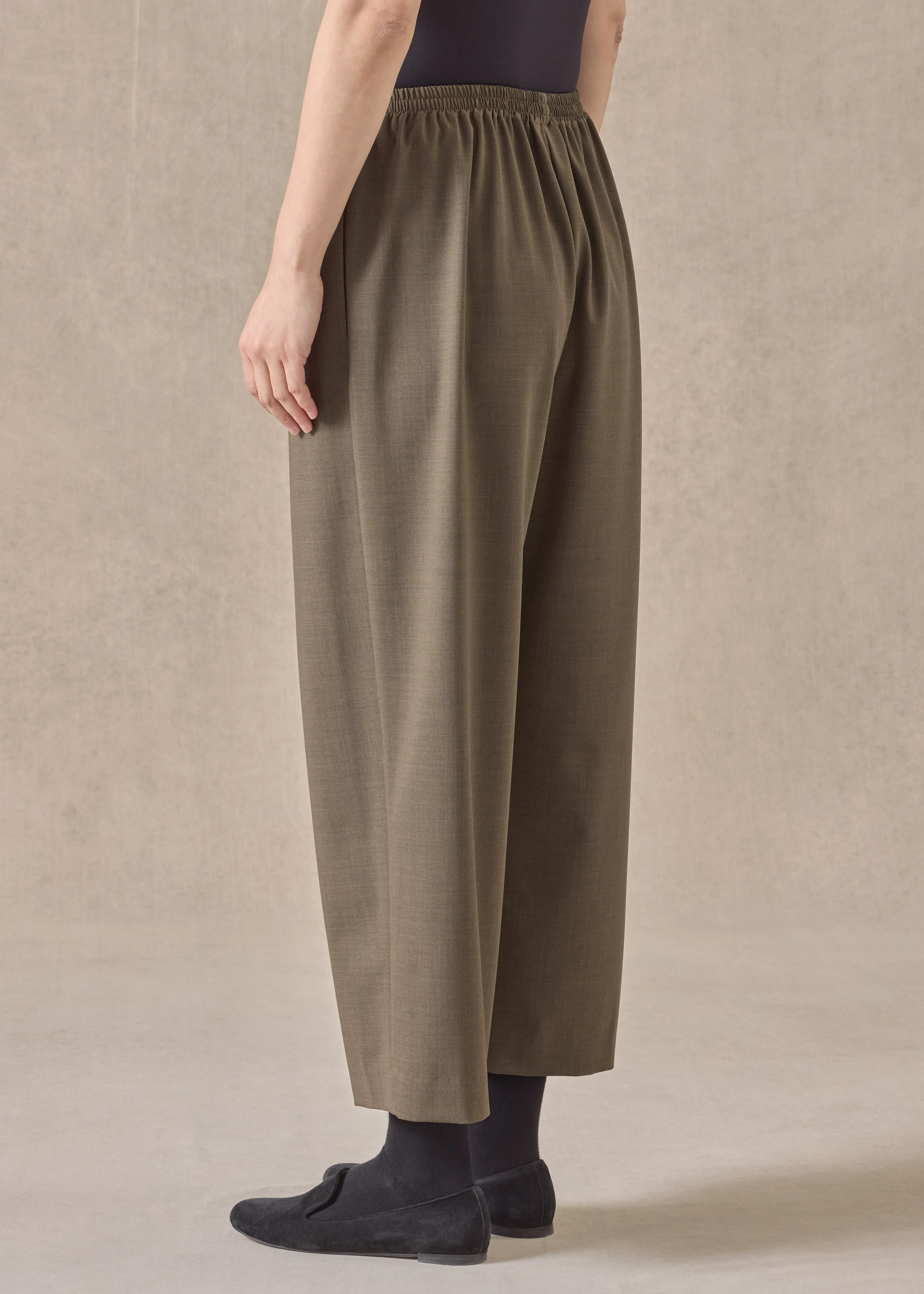 wool stretch japanese trouser (greenbronze) sold by eskandar product image thumbnail 4