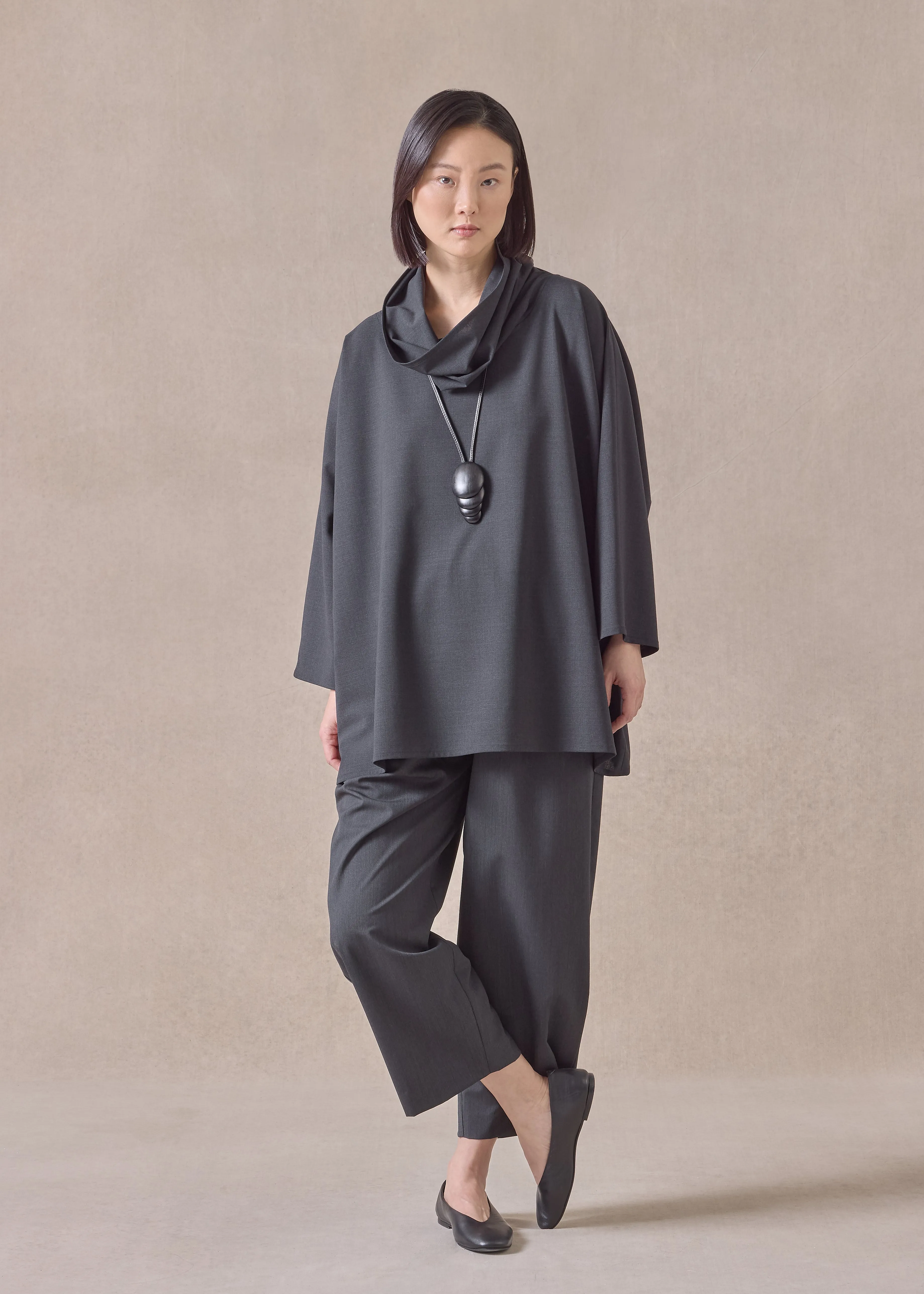 wool stretch monks top - long (coal) sold by eskandar