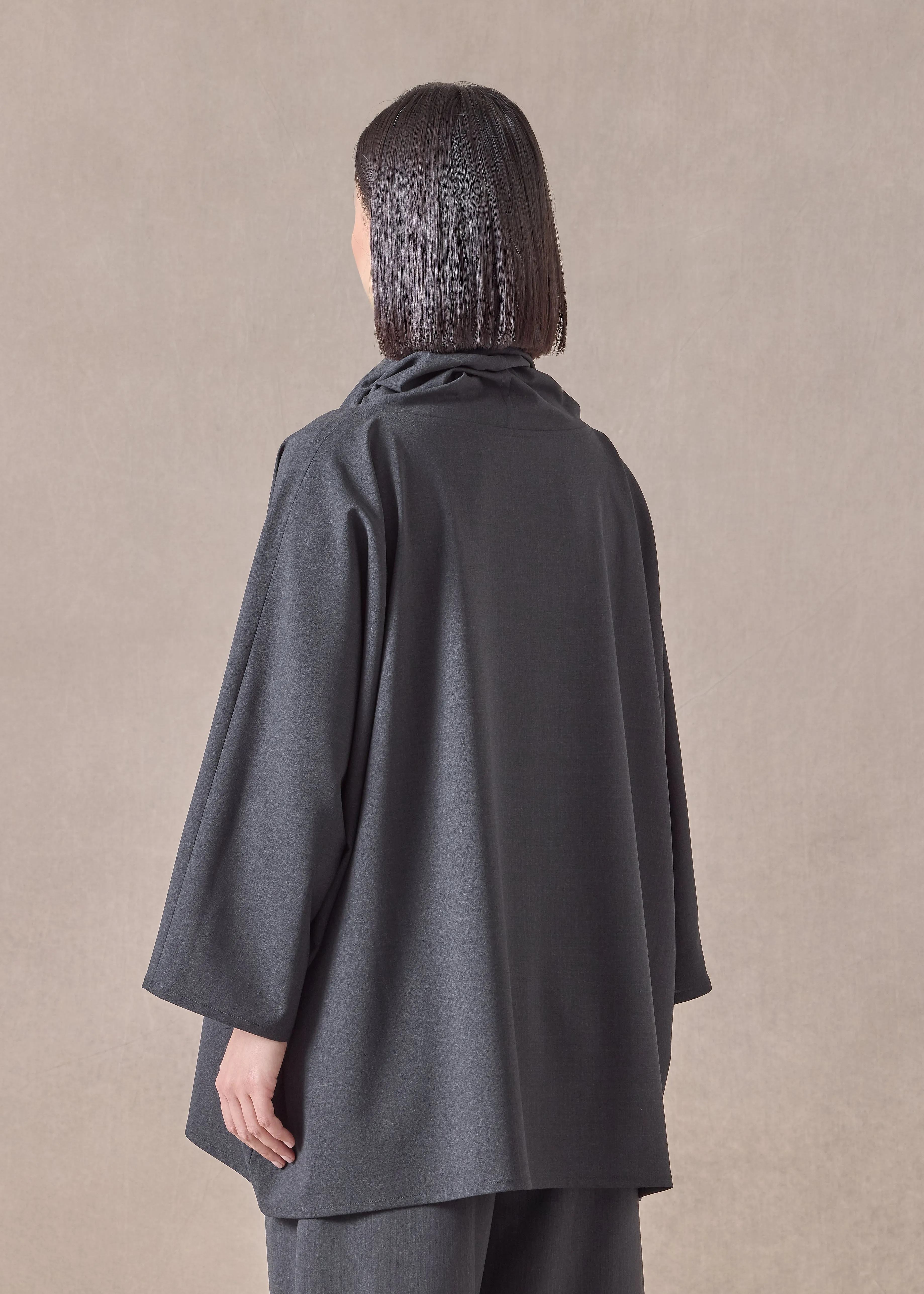 wool stretch monks top - long (coal) sold by eskandar product image thumbnail 5