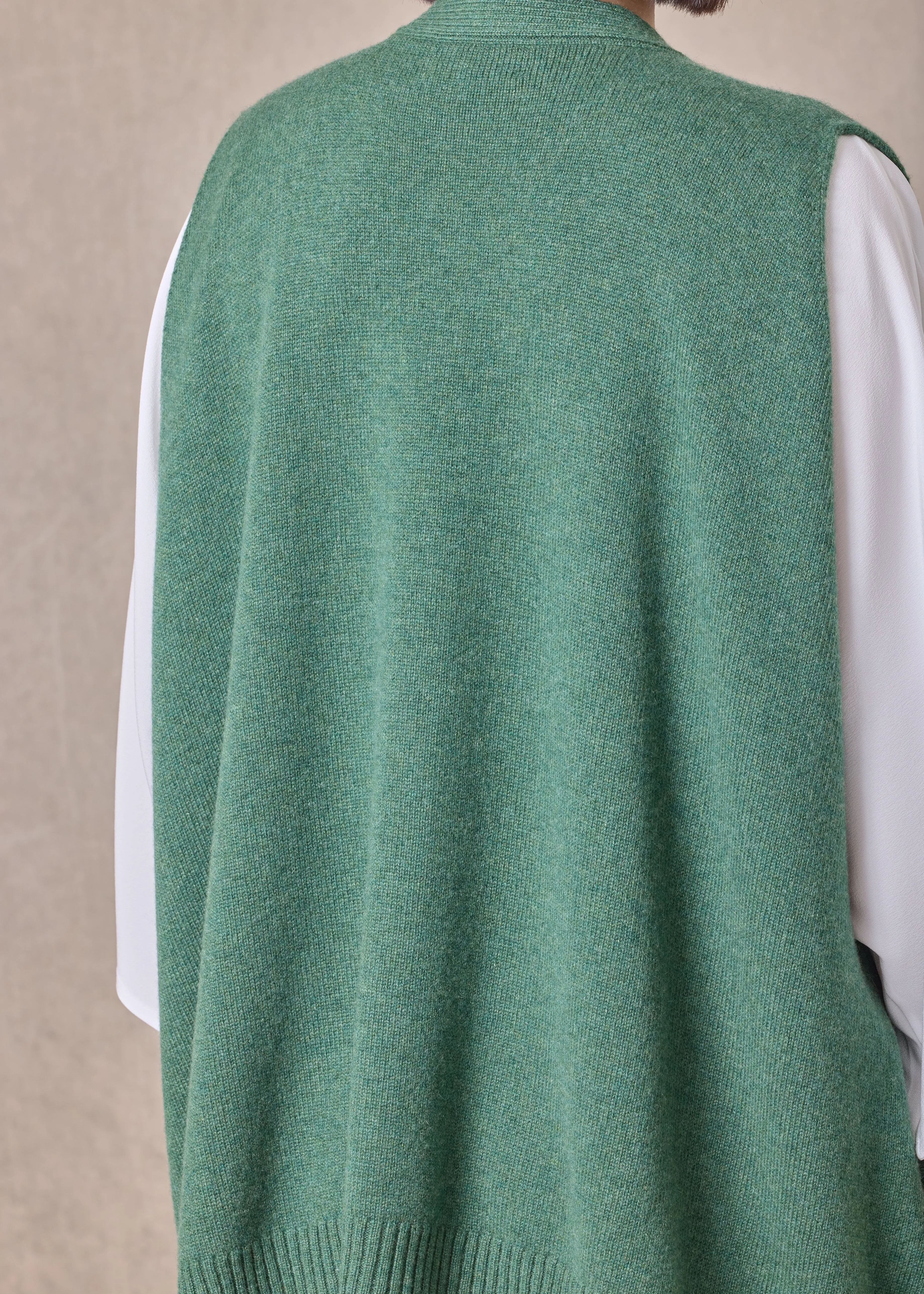cashmere a-line sleeveless v neck cardigan - mid plus (pinegreen) sold by eskandar product image thumbnail 5