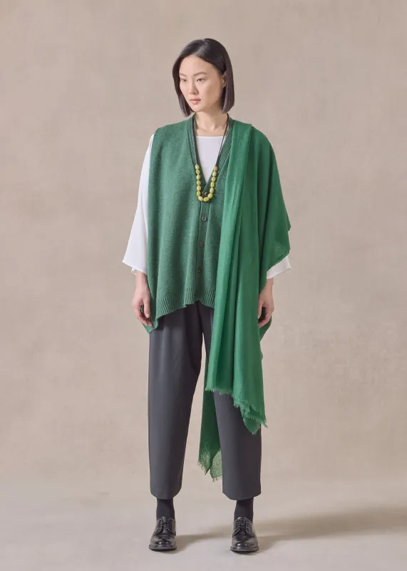 cashmere a-line sleeveless v neck cardigan - mid plus (pinegreen) sold by eskandar