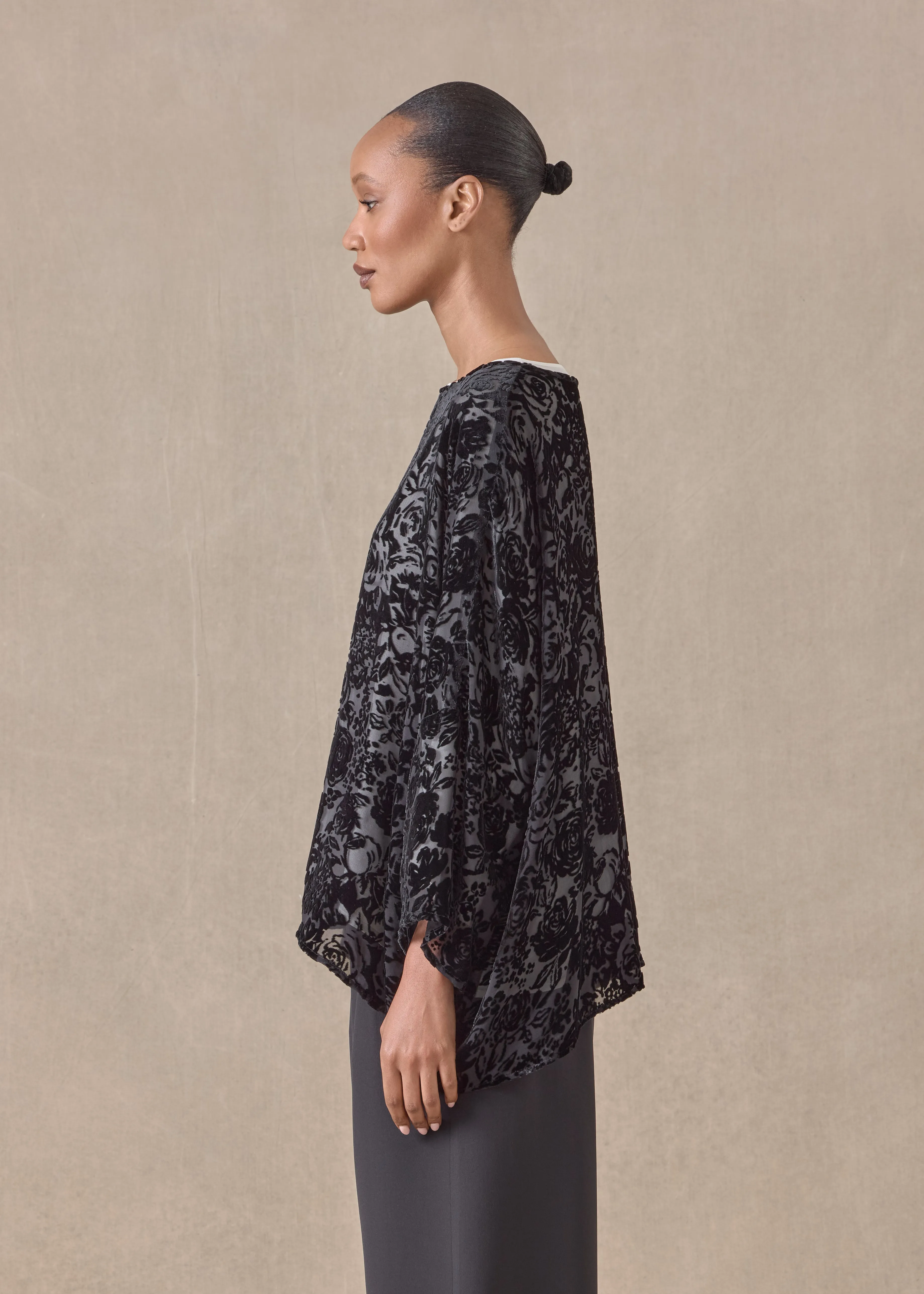 silk mix boat neck top - mid (black) sold by eskandar product image thumbnail 3