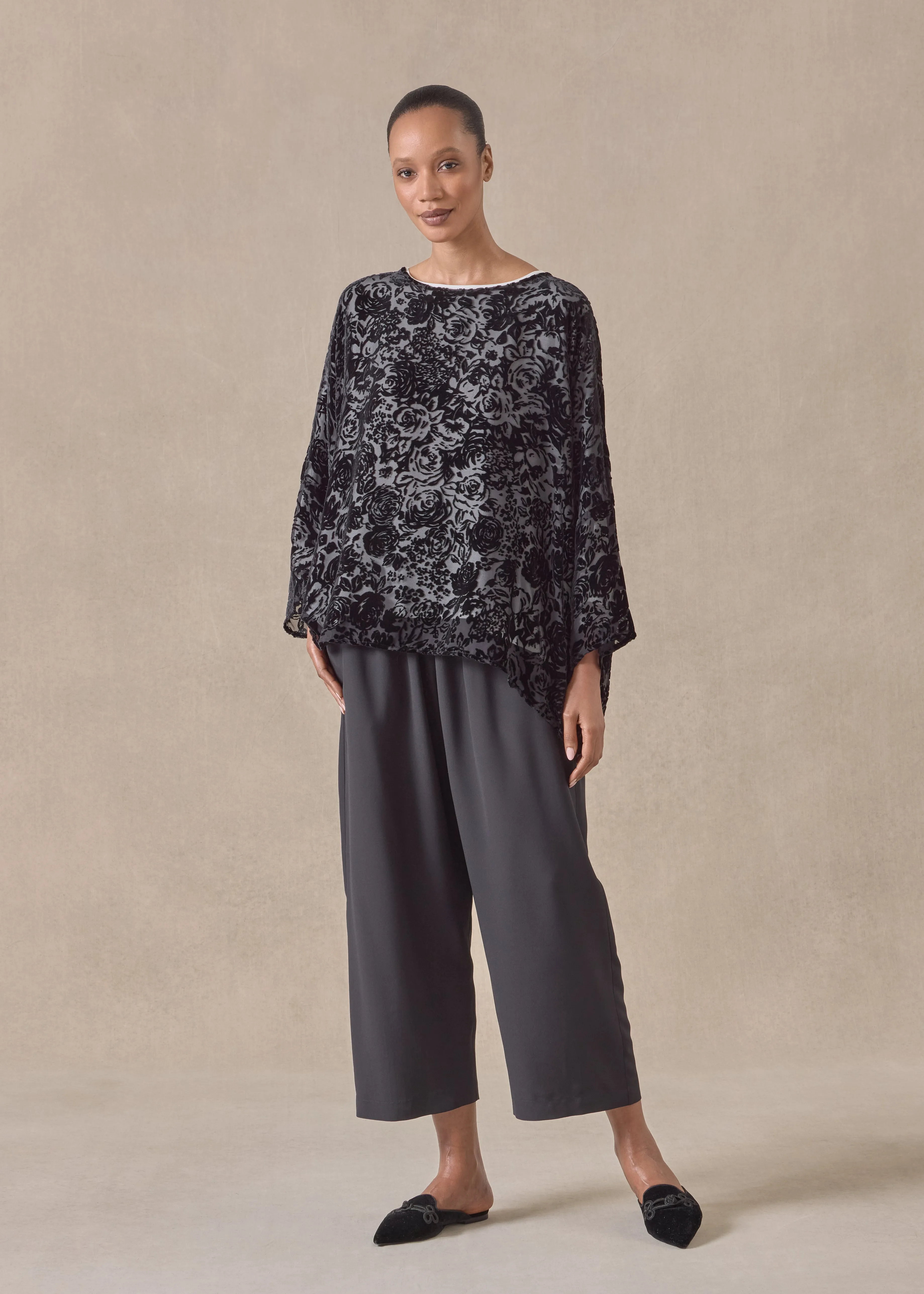 silk mix boat neck top - mid (black) sold by eskandar product image thumbnail 2