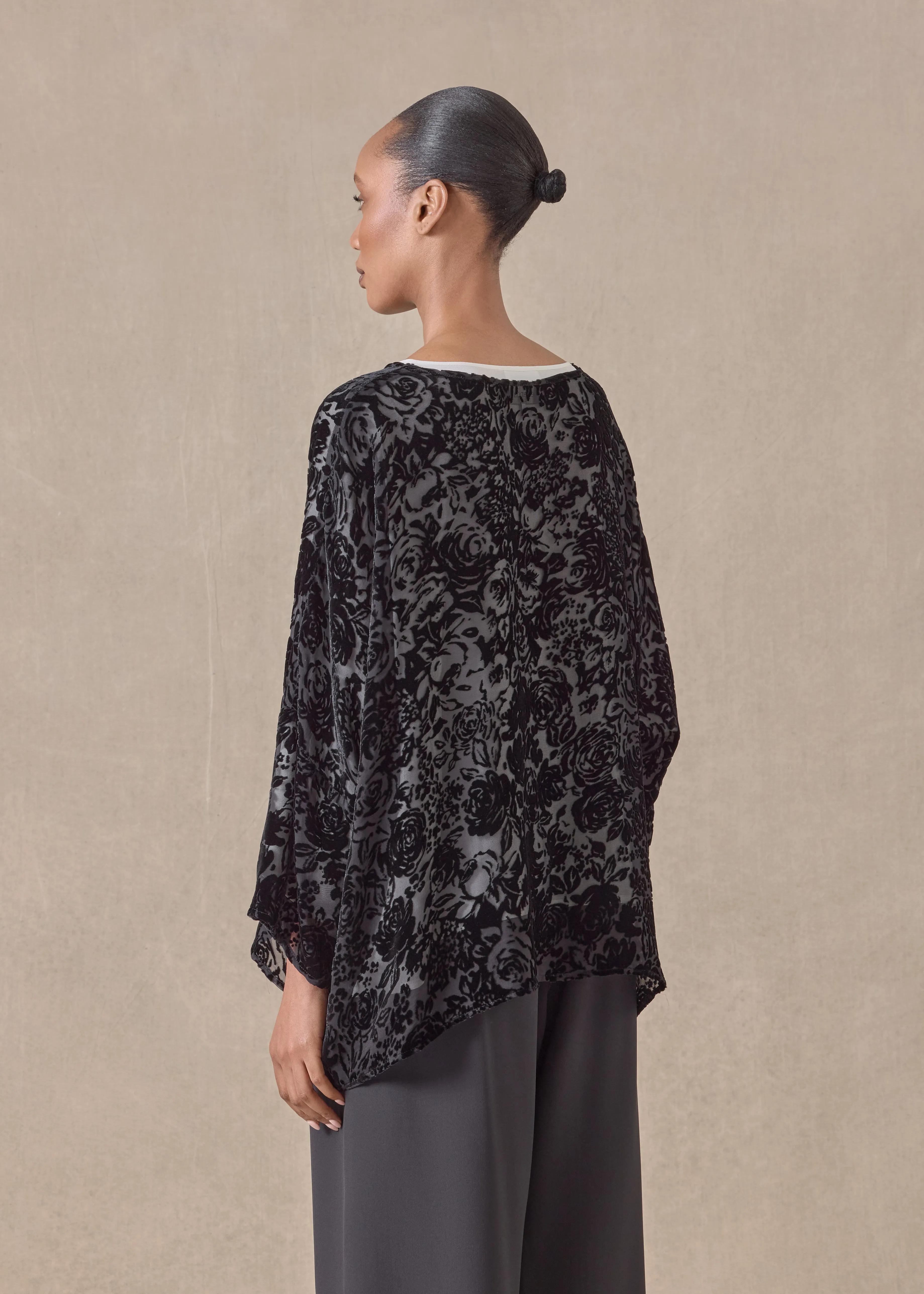 silk mix boat neck top - mid (black) sold by eskandar product image thumbnail 4