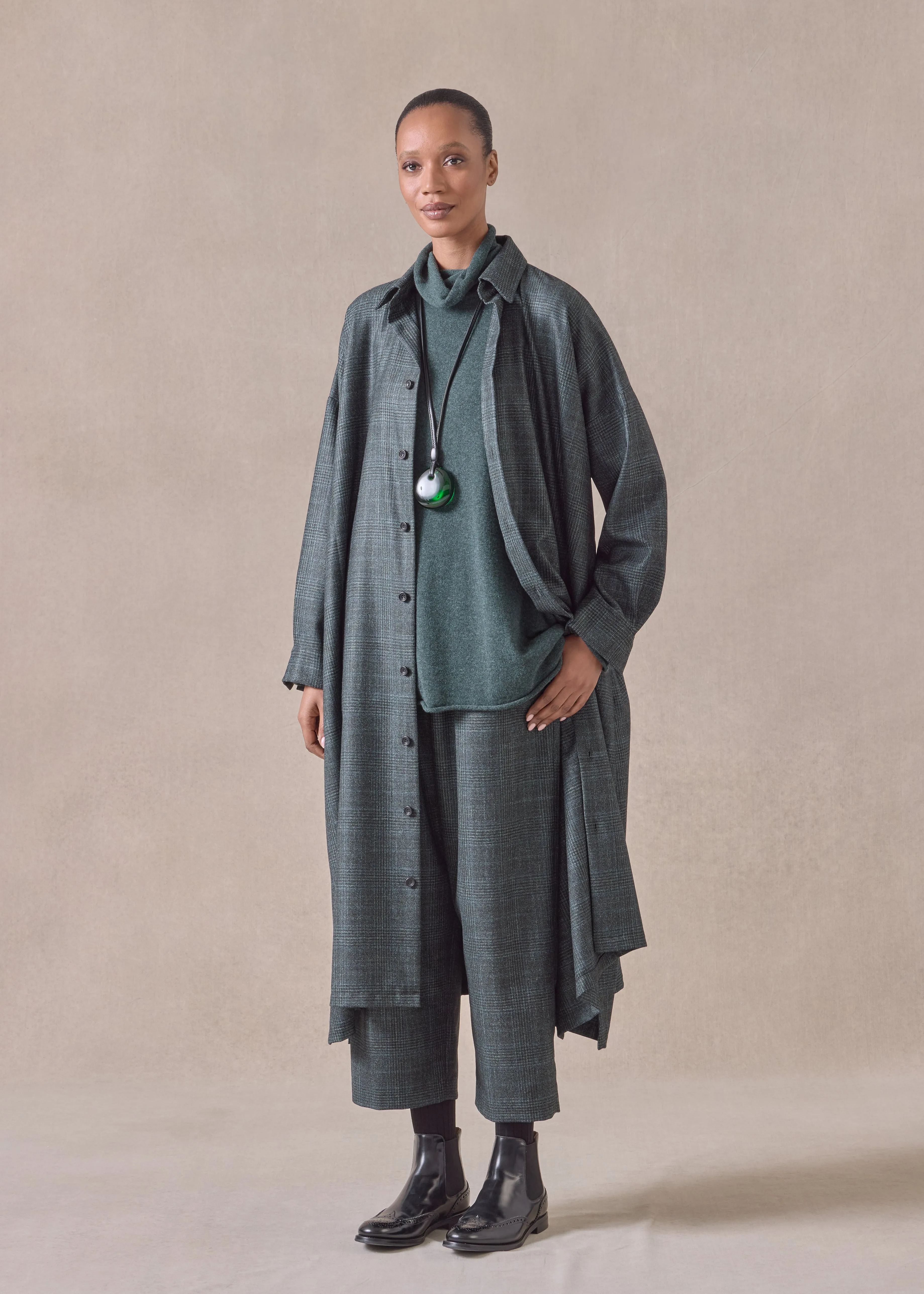 cashmere silk wool mix japanese trouser (darkforest) sold by eskandar product image thumbnail 5