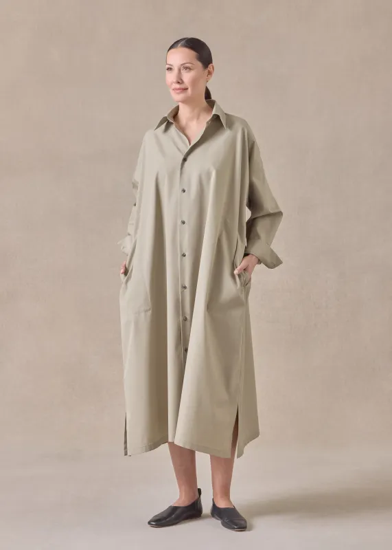 cotton wide a-line shirt dress with collar sold by eskandar