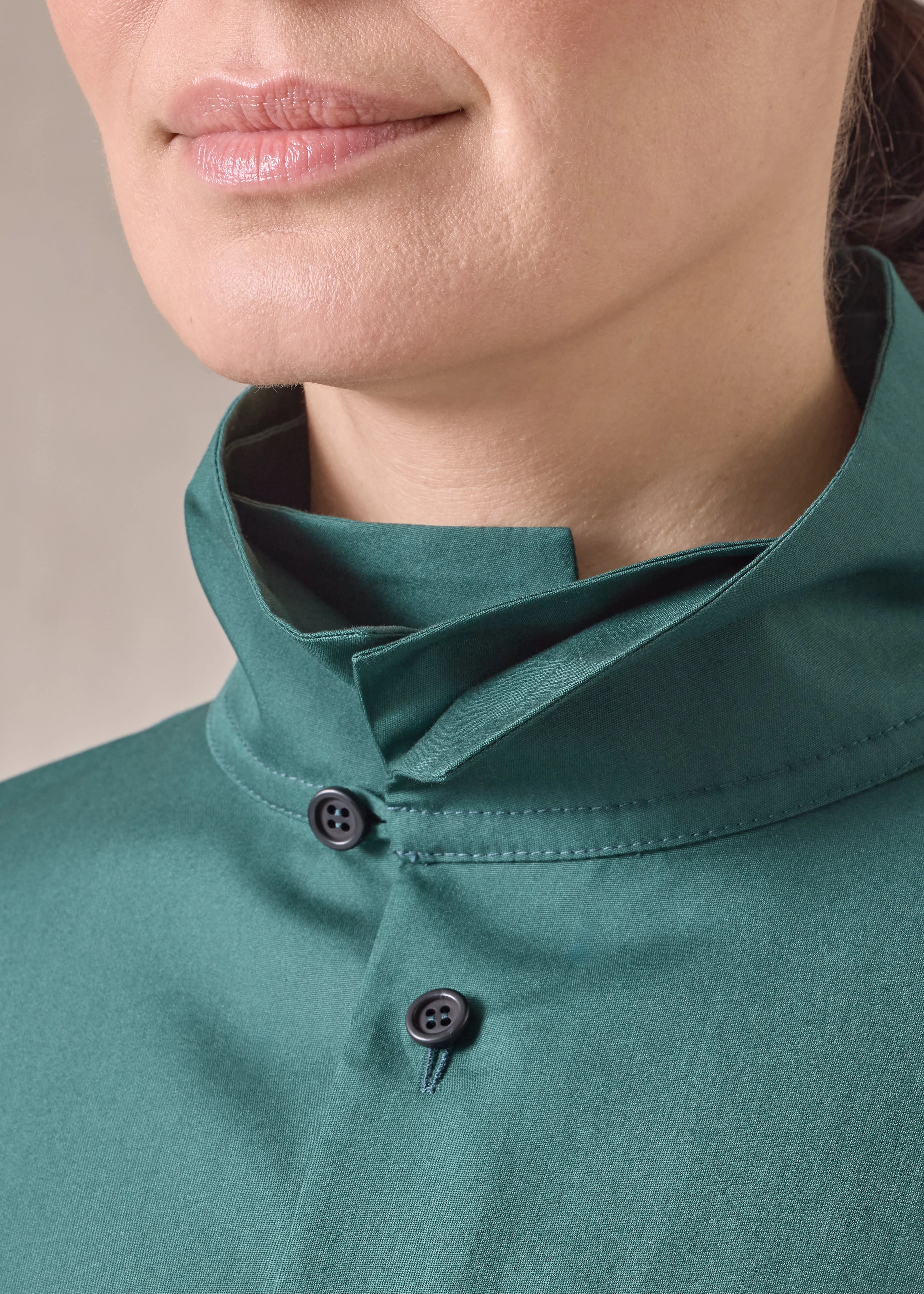 cotton side panelled two collar shirt - mid plus (spruce) sold by eskandar product image thumbnail 5