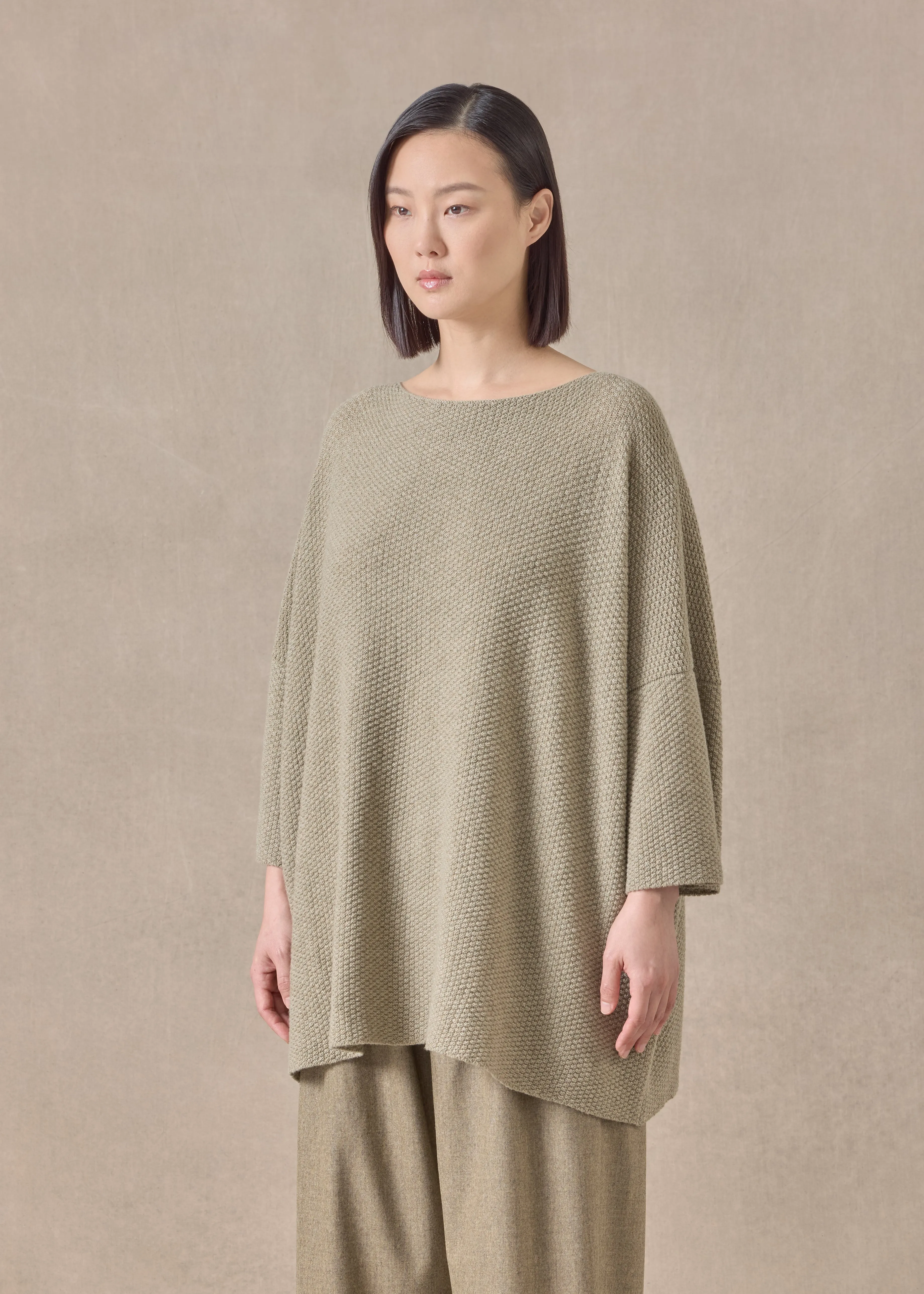 cashmere square 3/4 sleeve top - long sold by eskandar product image thumbnail 2