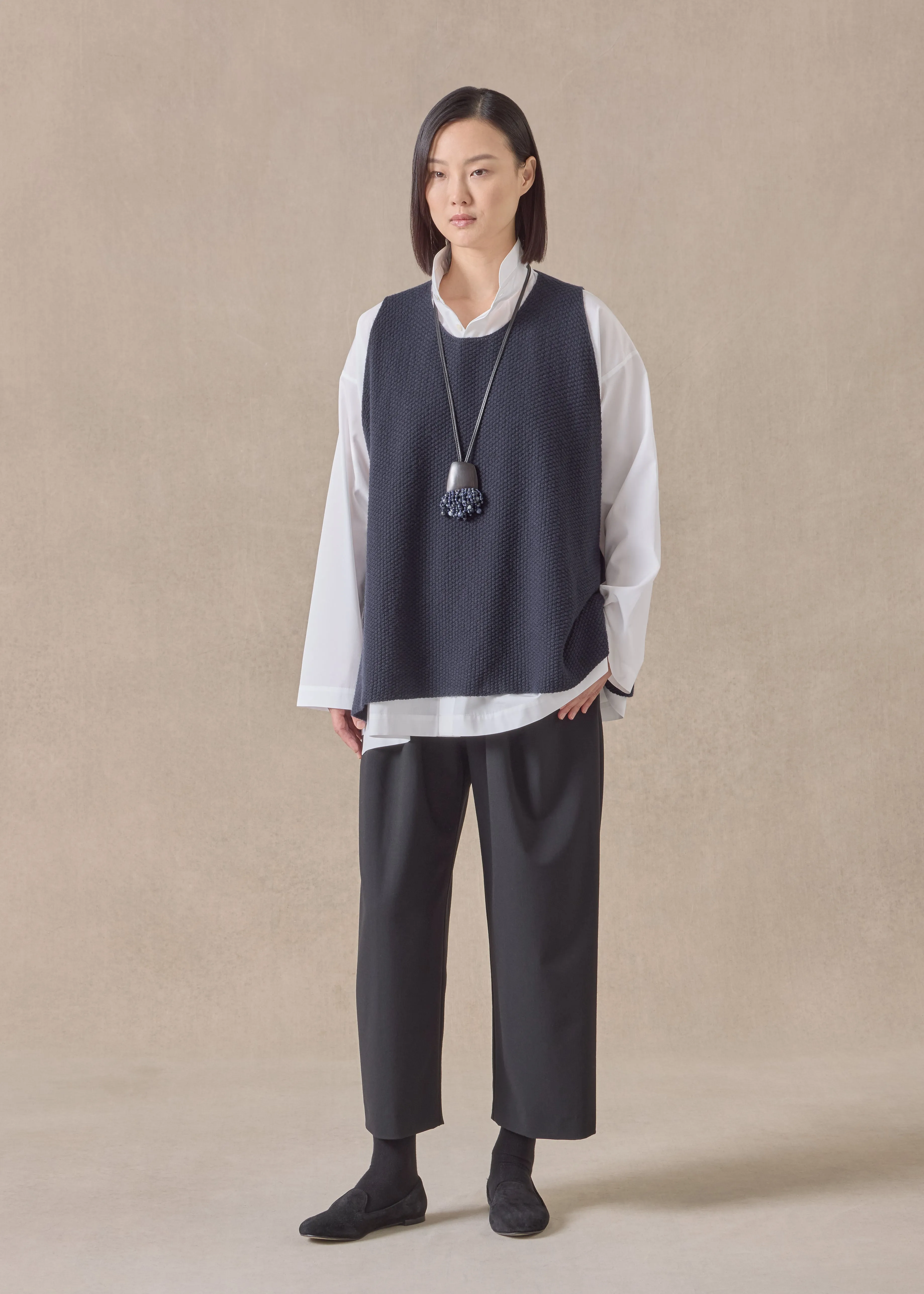 cashmere a-line sleeveless round neck - mid plus sold by eskandar