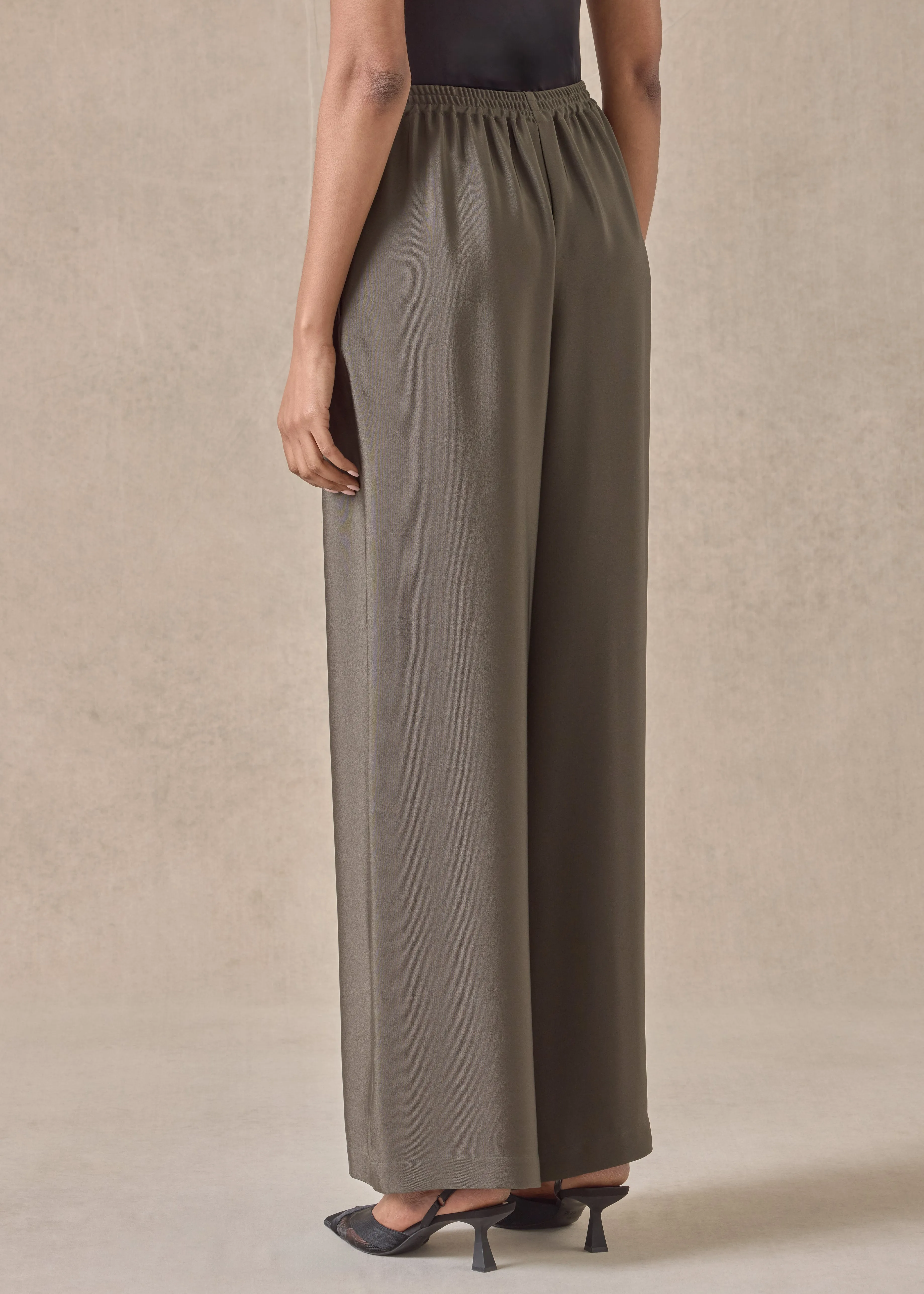 silk flared trouser (darkmoss) sold by eskandar product image thumbnail 4