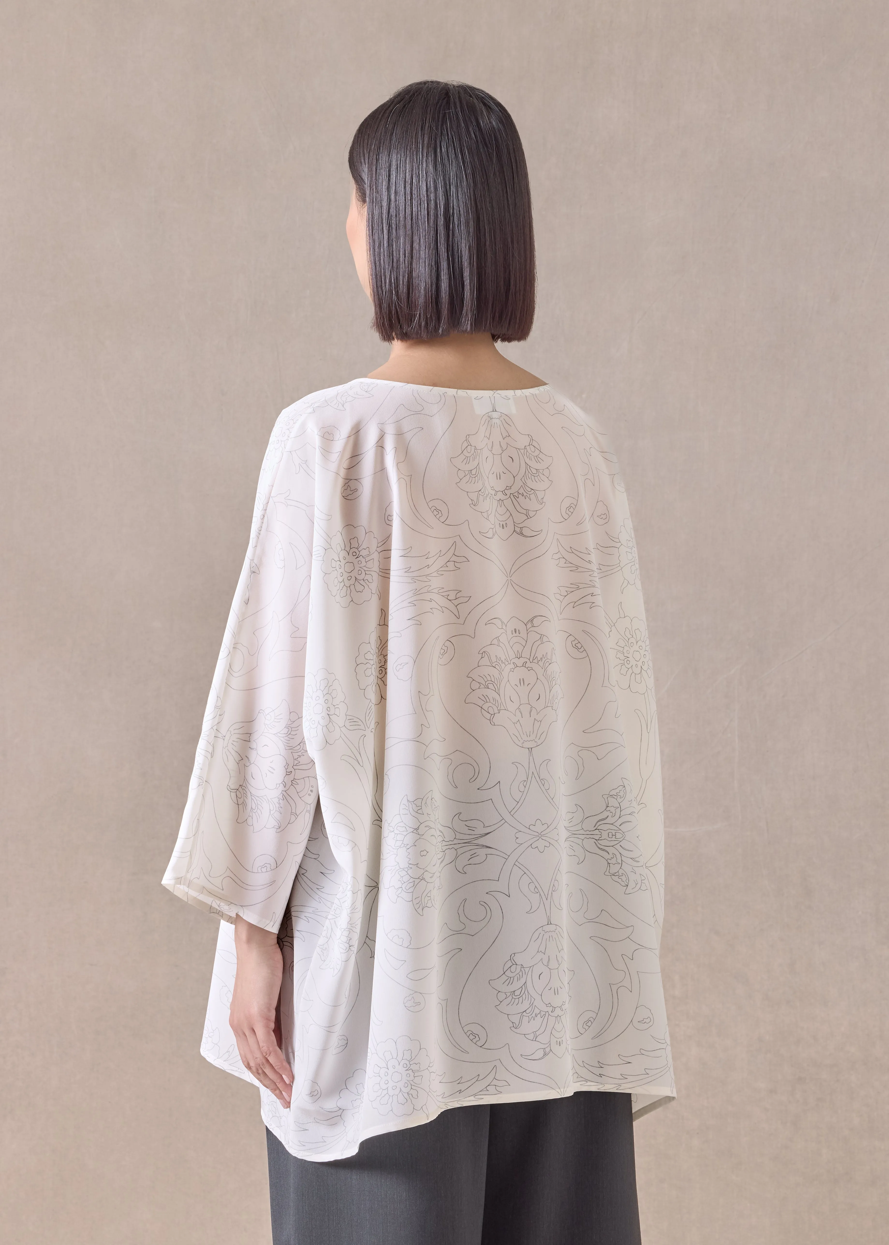 silk boat neck top - long (pencil) sold by eskandar product image thumbnail 4